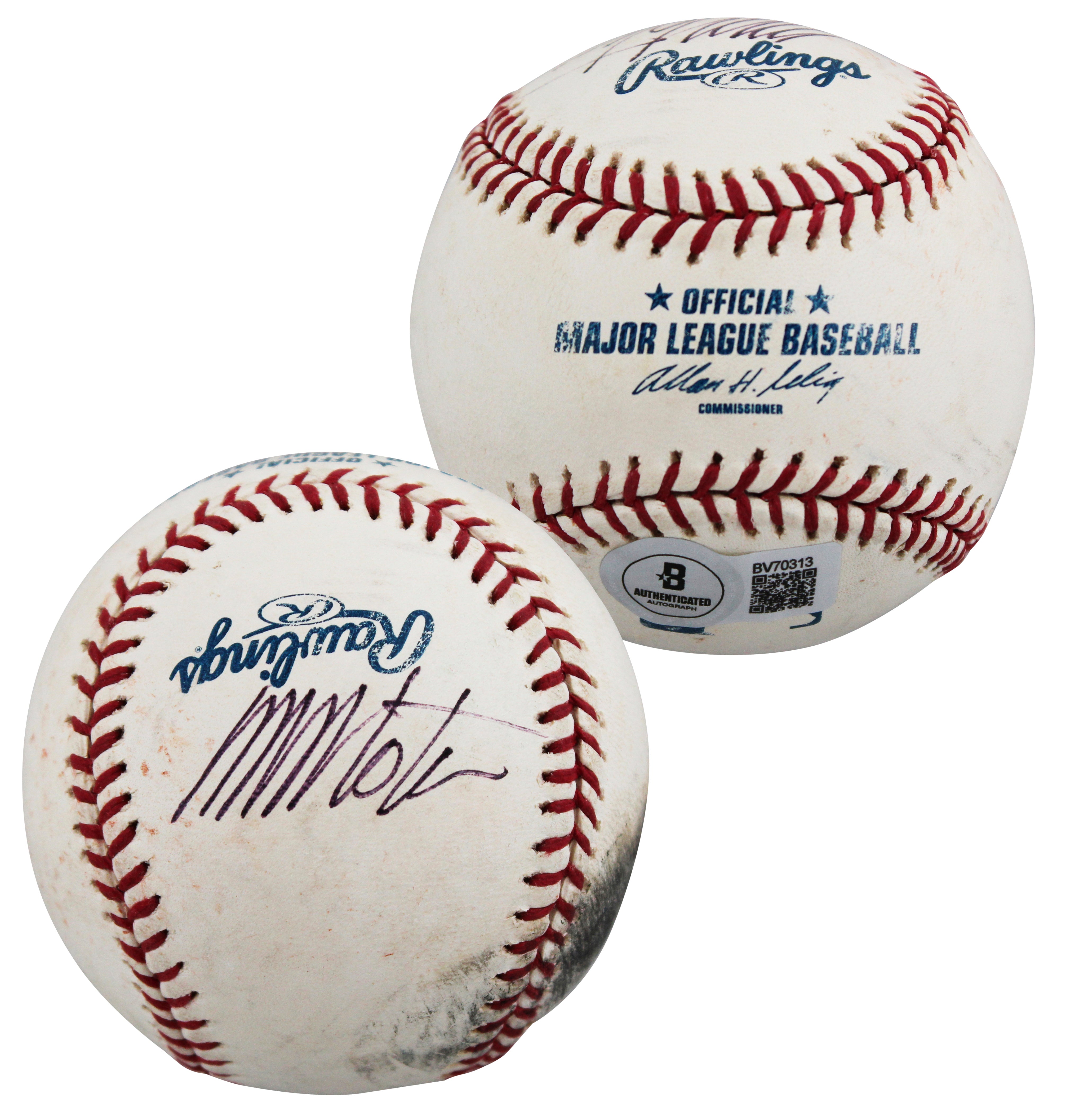 Dodgers Manny Mota Authentic Signed Game Used Selig OML Baseball BAS #BV70313