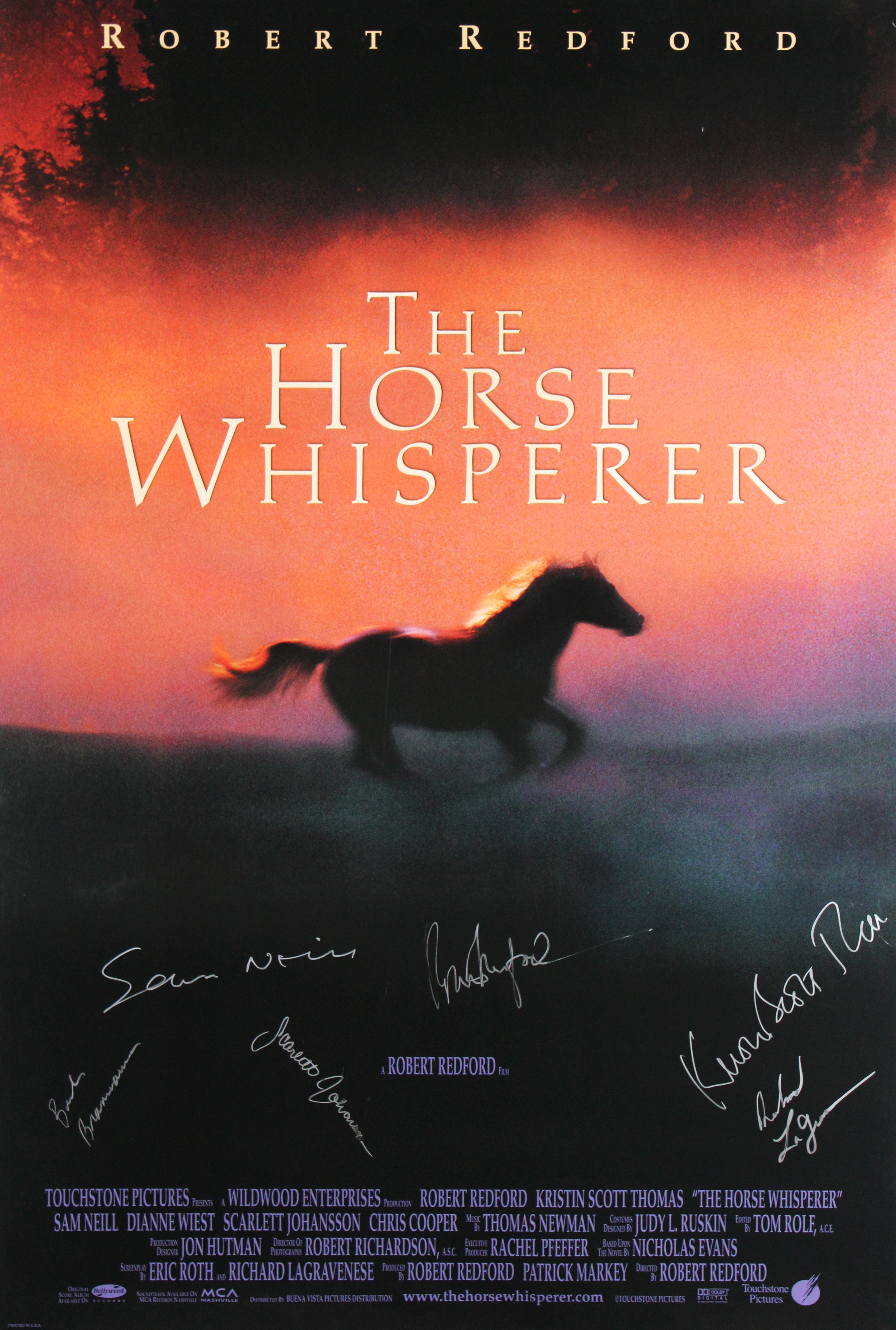 The Horse Whisperer (6) Johansson, Redford, Neill, +3 Signed 27x40 Poster BAS