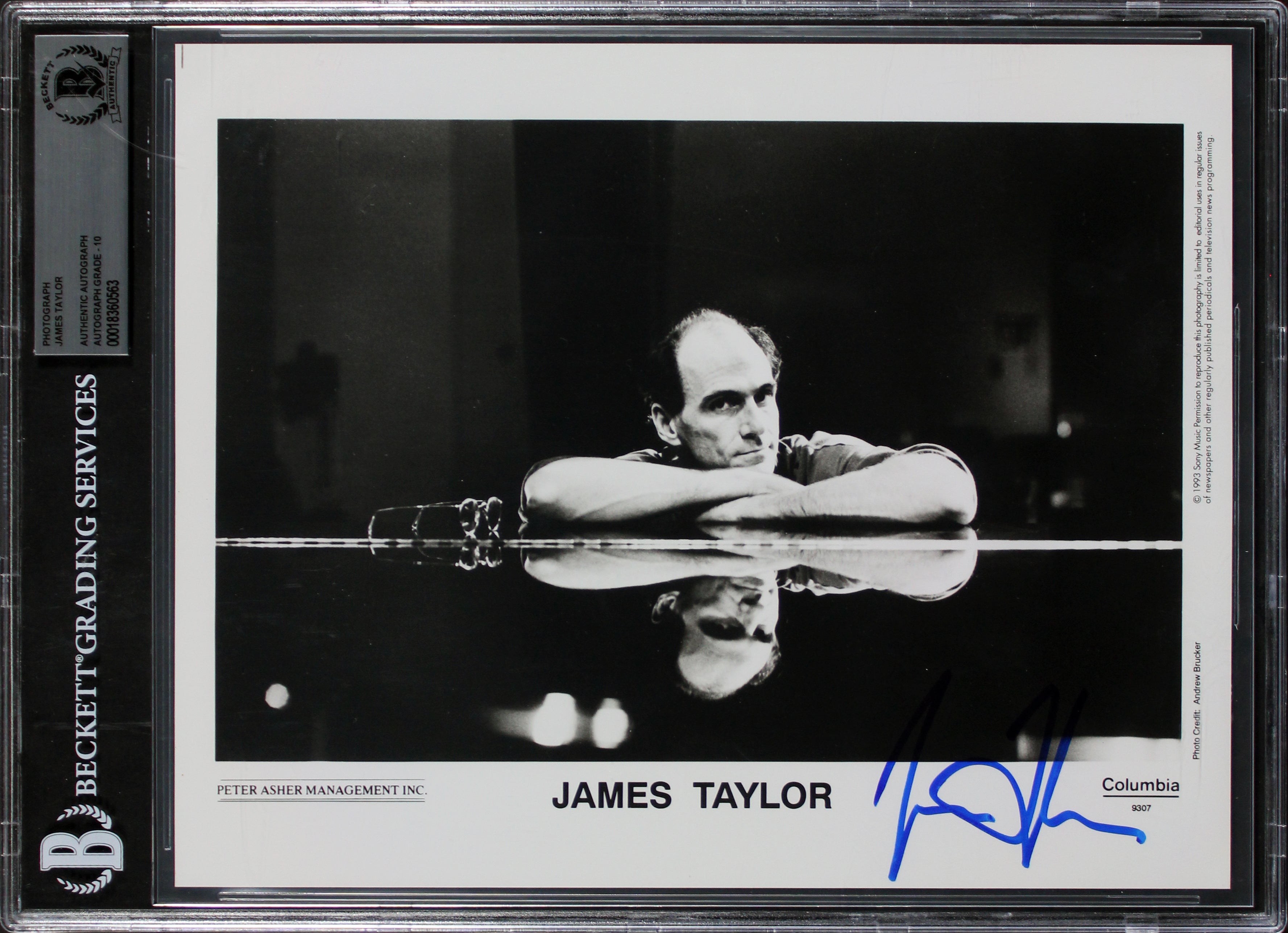 James Taylor Authentic Signed 8x10 B&W Promo Photo Auto Graded 10! BAS Slabbed