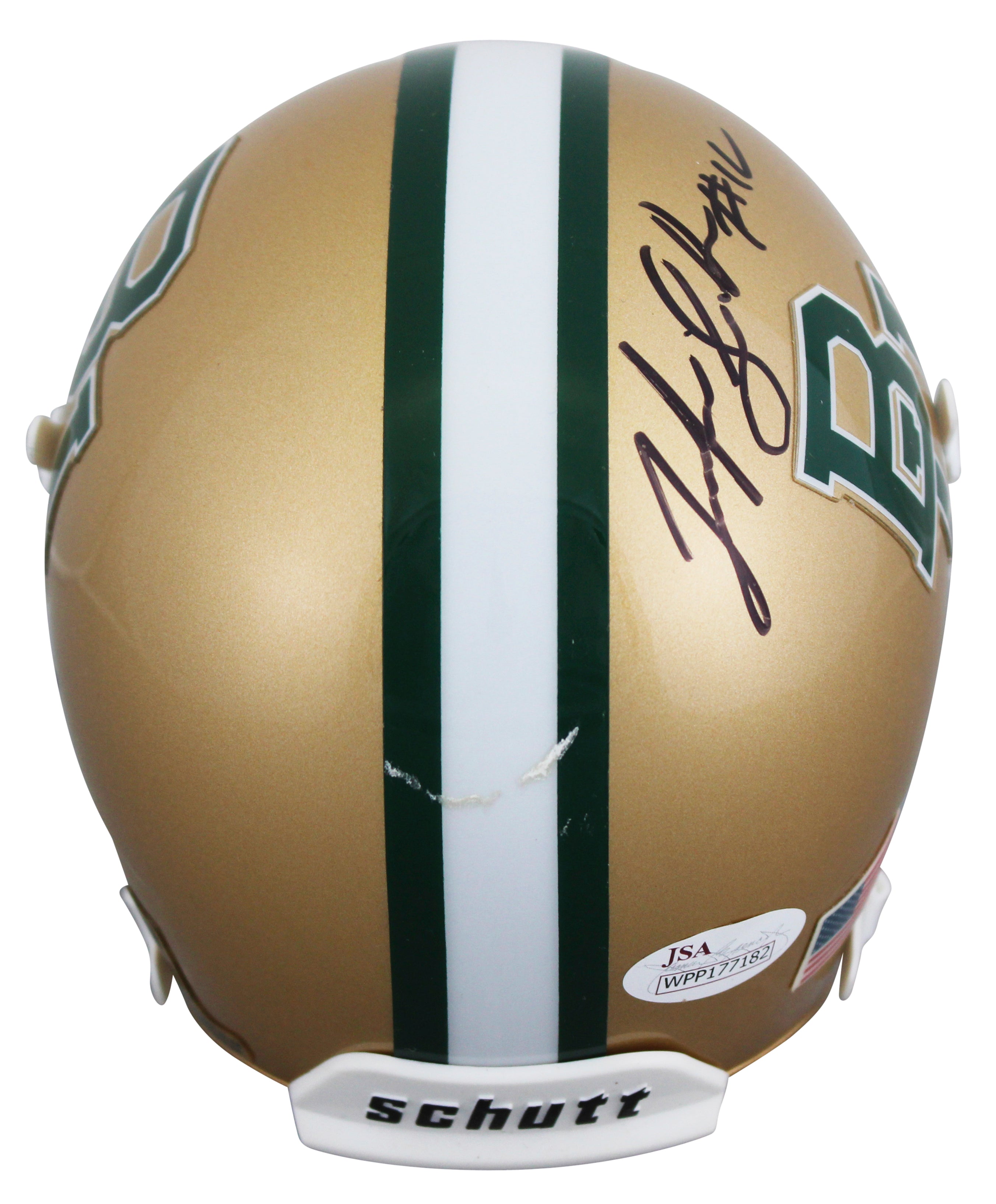 Baylor Josh Gordon Authentic Signed Gold Schutt Mini Helmet JSA #WPP177182