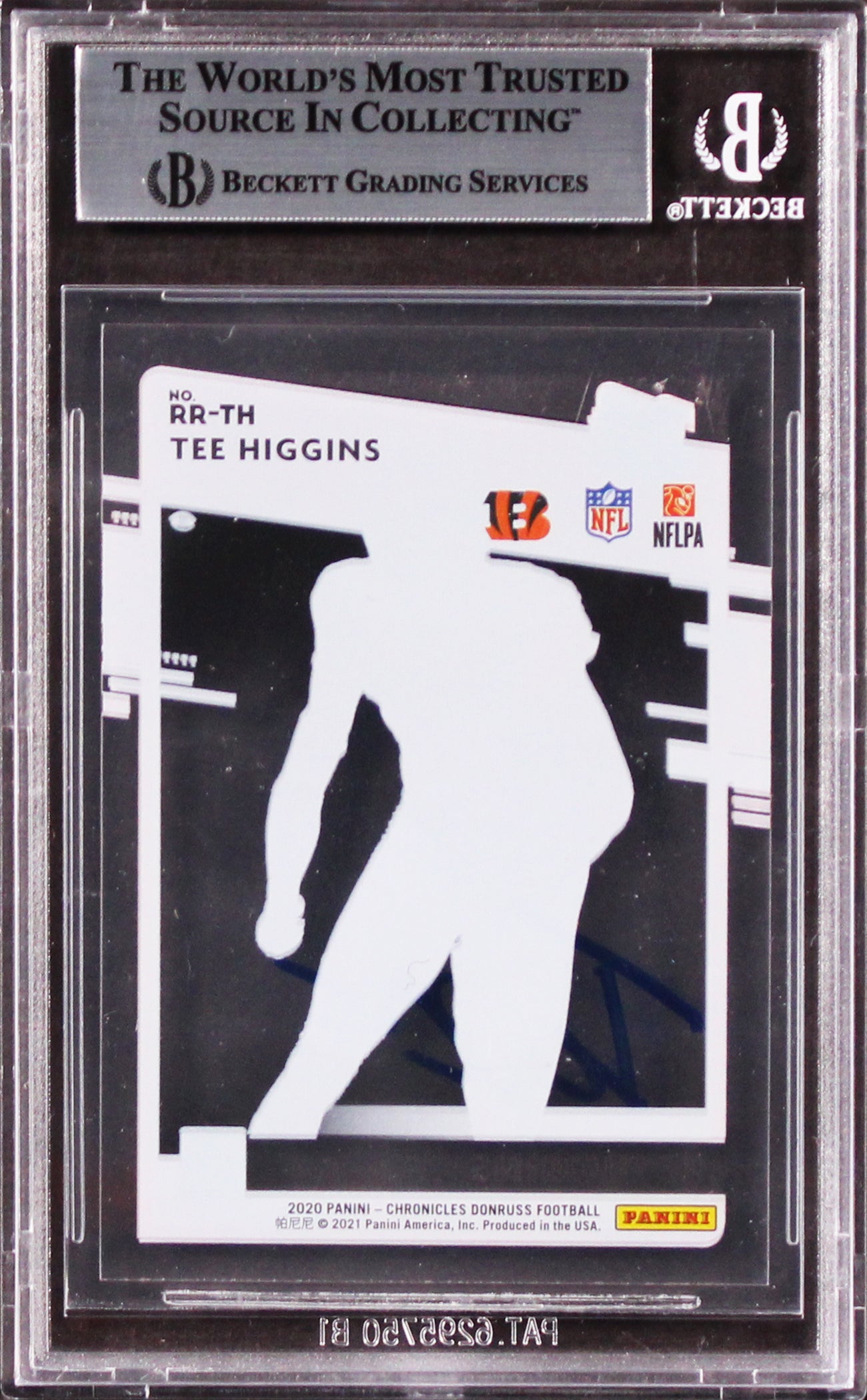 Bengals Tee Higgins Signed 2020 Donruss Clearly Rated Rookies #11 Card BAS Slab