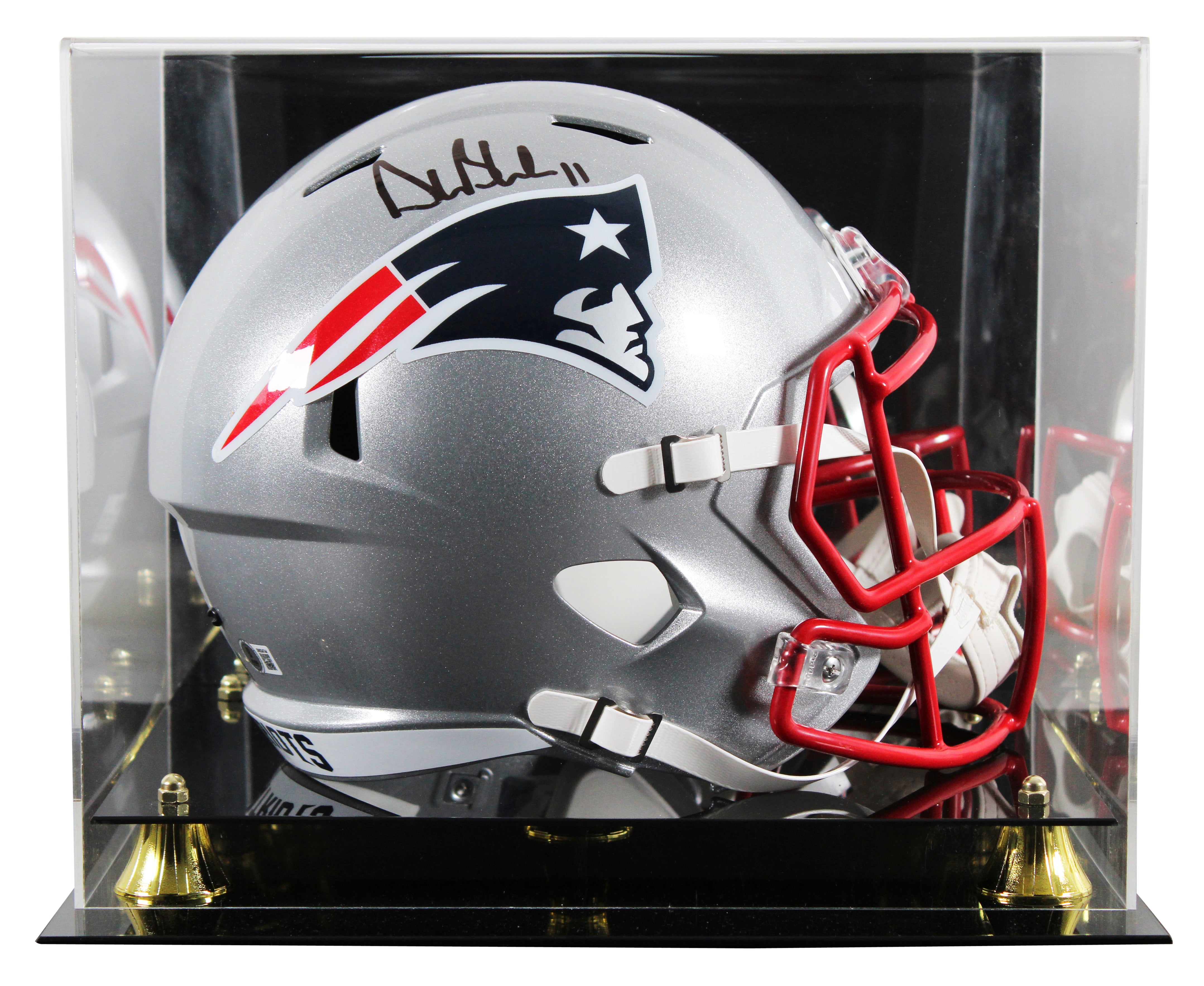 Patriots Drew Bledsoe Signed Full Size Speed Rep Helmet W/ Case BAS Witnessed
