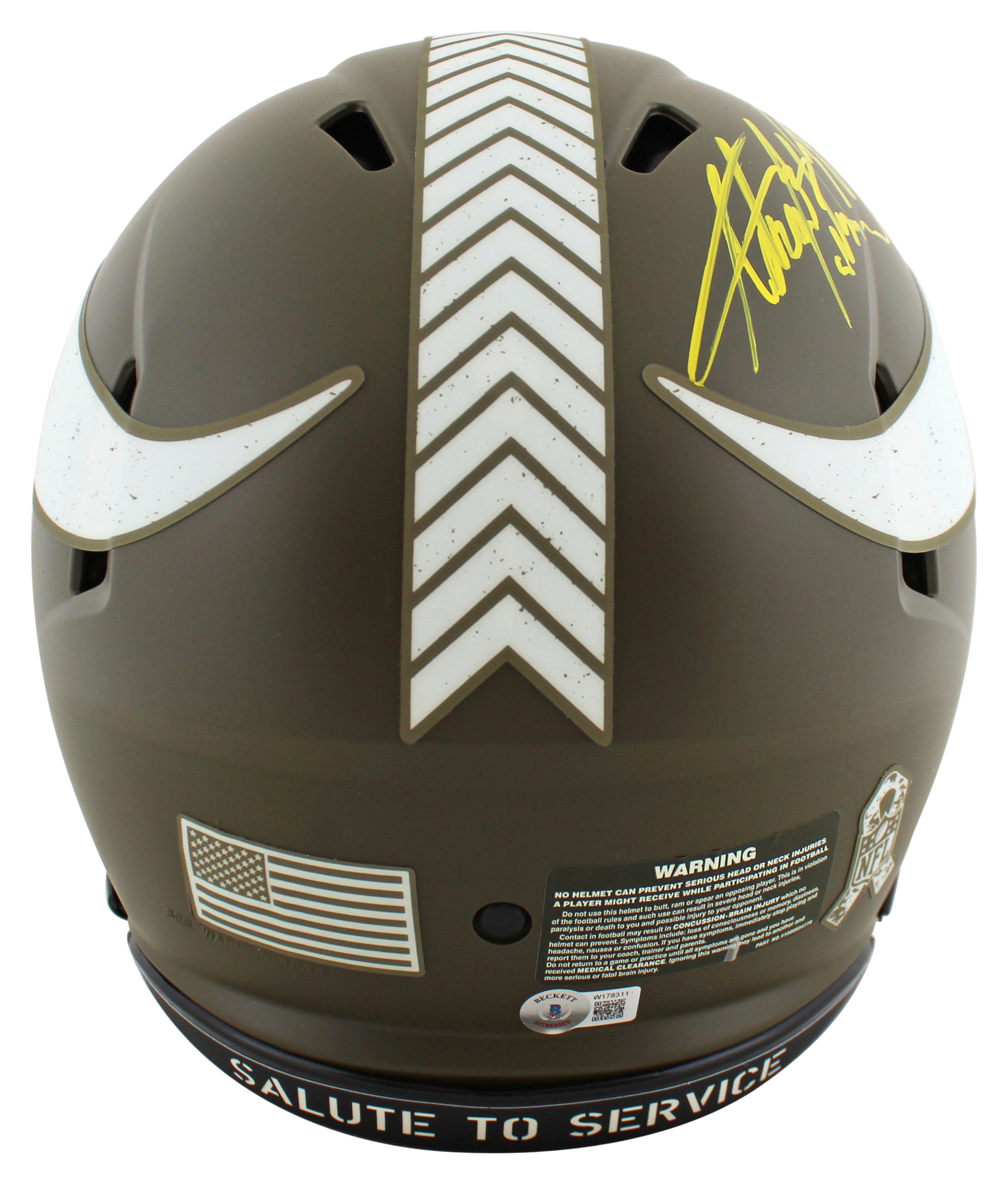 Vikings Adrian Peterson "DTN" Signed STS F/S Speed Proline Helmet W/ Case BAS W