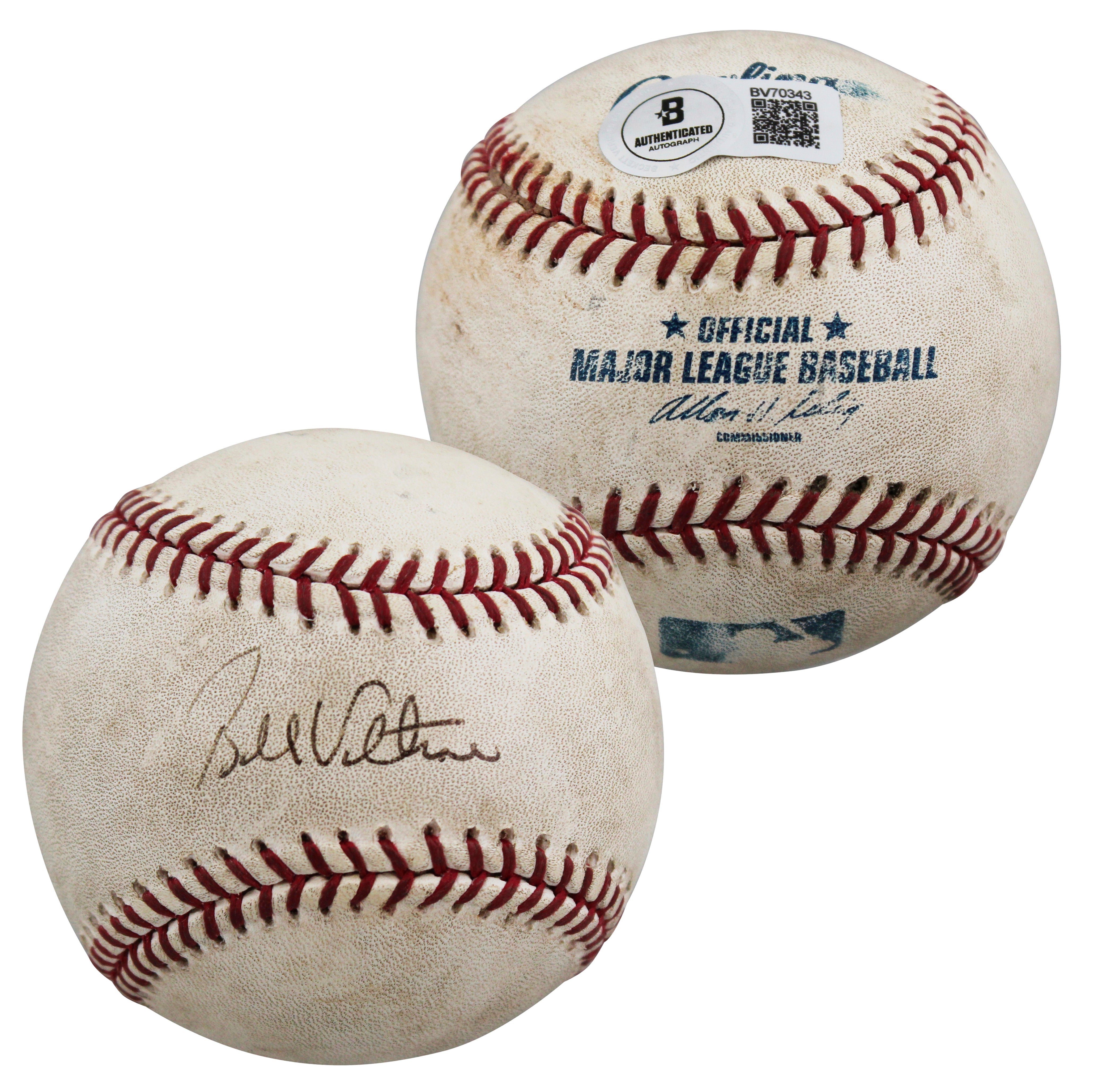 Angels Bobby Valentine Signed Game Used Allen Selig OML Baseball BAS #BV70343