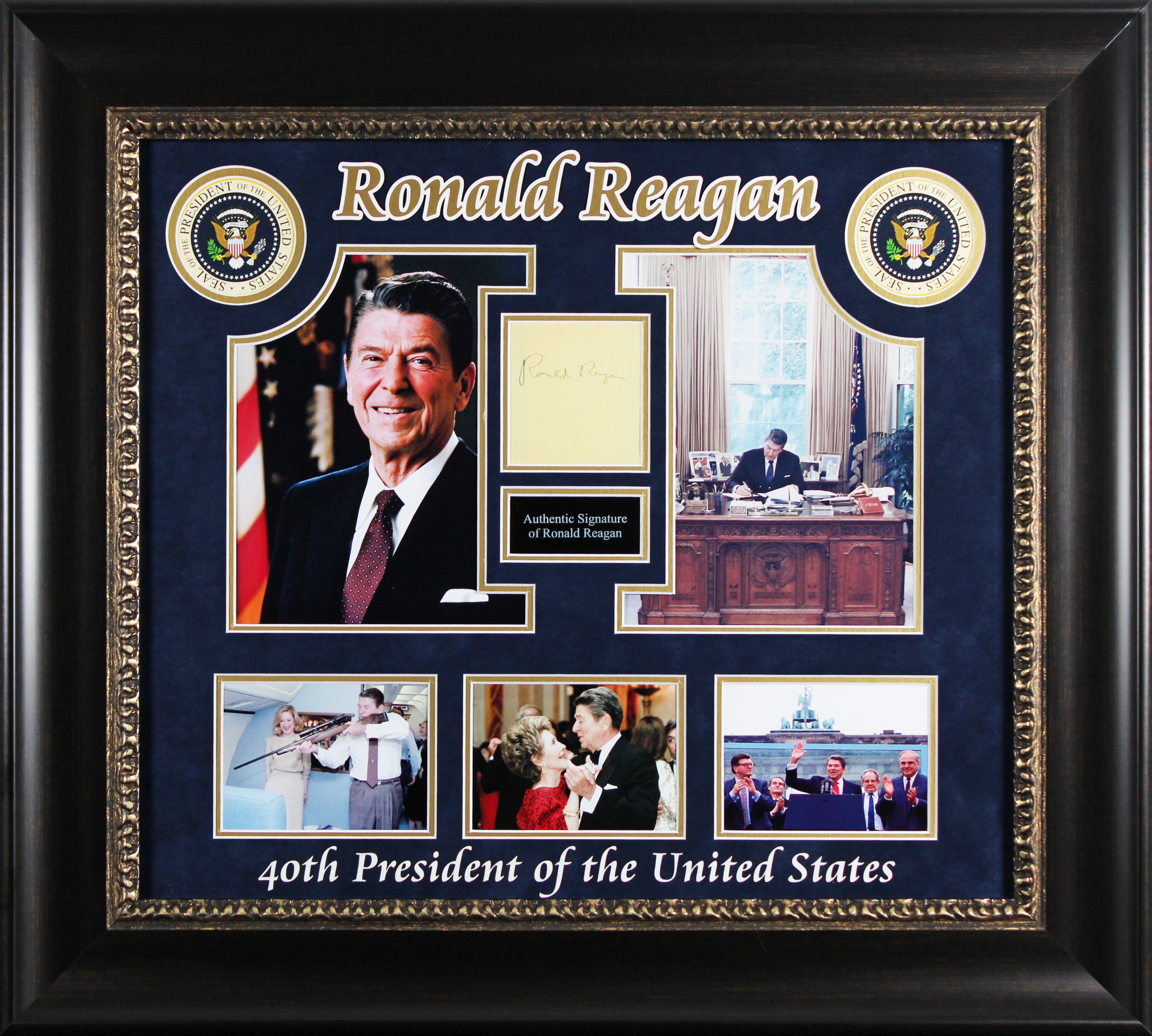 Ronald Reagan Authentic Signed 3.5x4 Cut Signature Framed Display JSA #YY43707