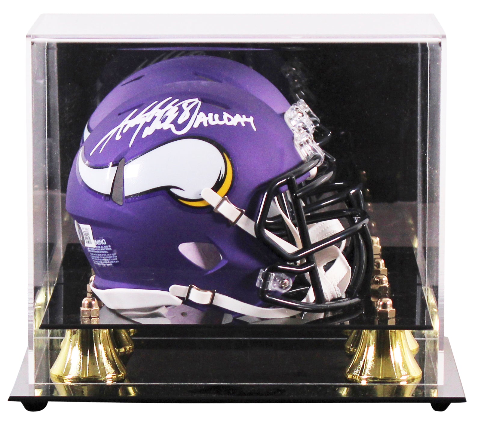 Vikings Adrian Peterson "All Day" Signed Speed Mini Helmet w/ Case BAS Witnessed