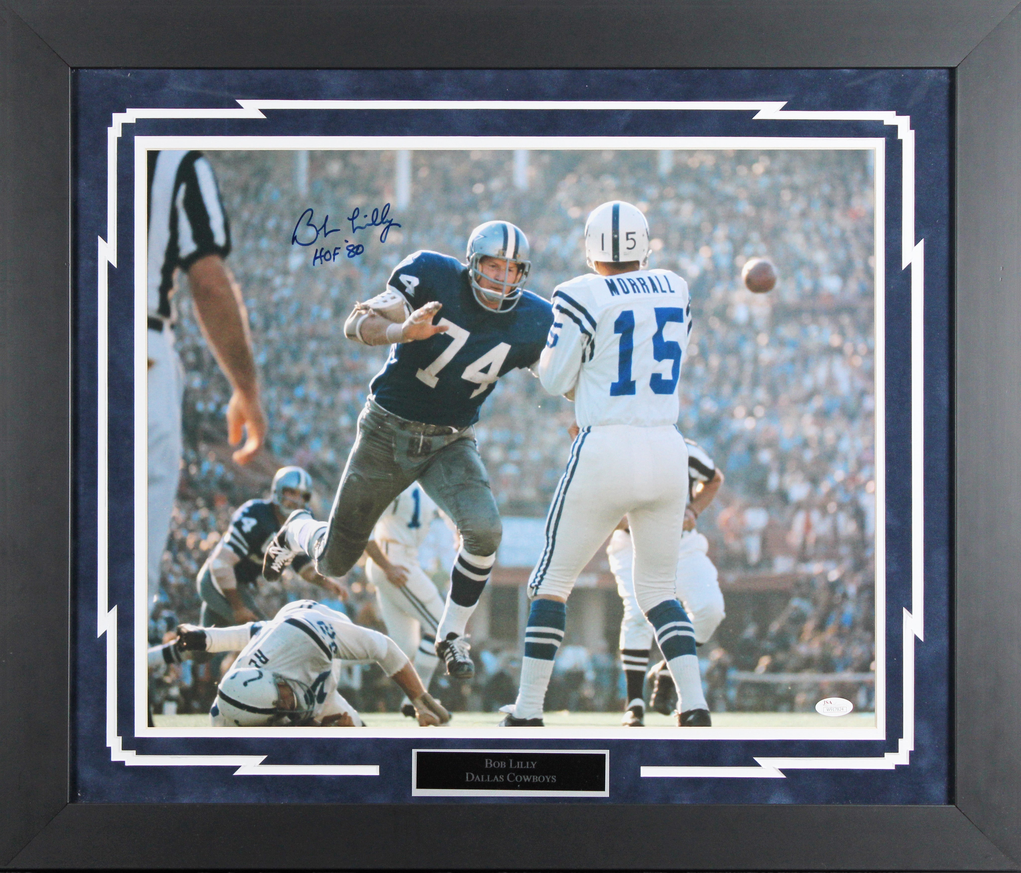 Cowboys Bob Lilly "HOF 80" Authentic Signed 16x20 Framed Photo JSA #W917824