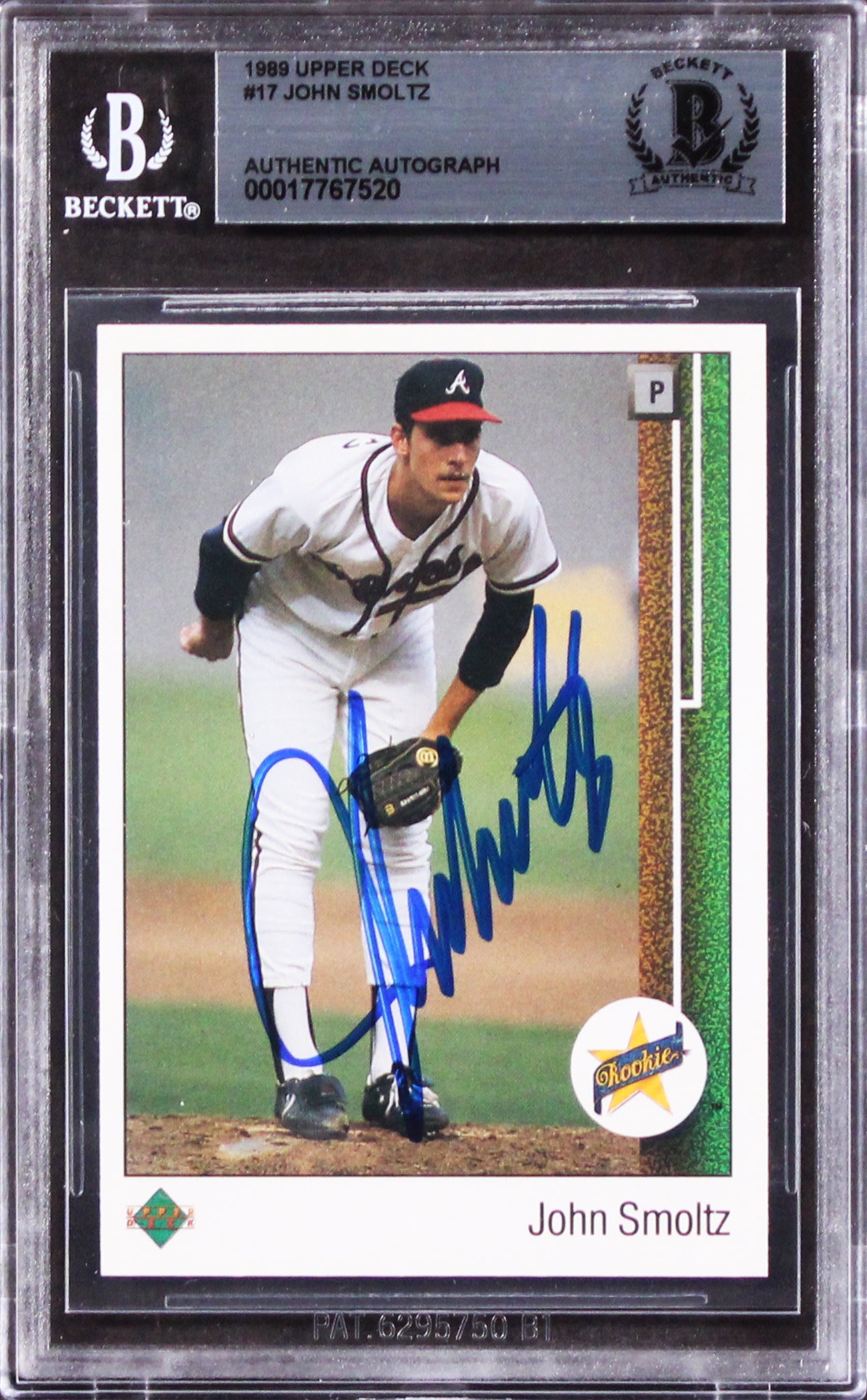 Braves John Smoltz  Authentic Signed 1989 Upper Deck #17 Rookie Card BAS Slabbed
