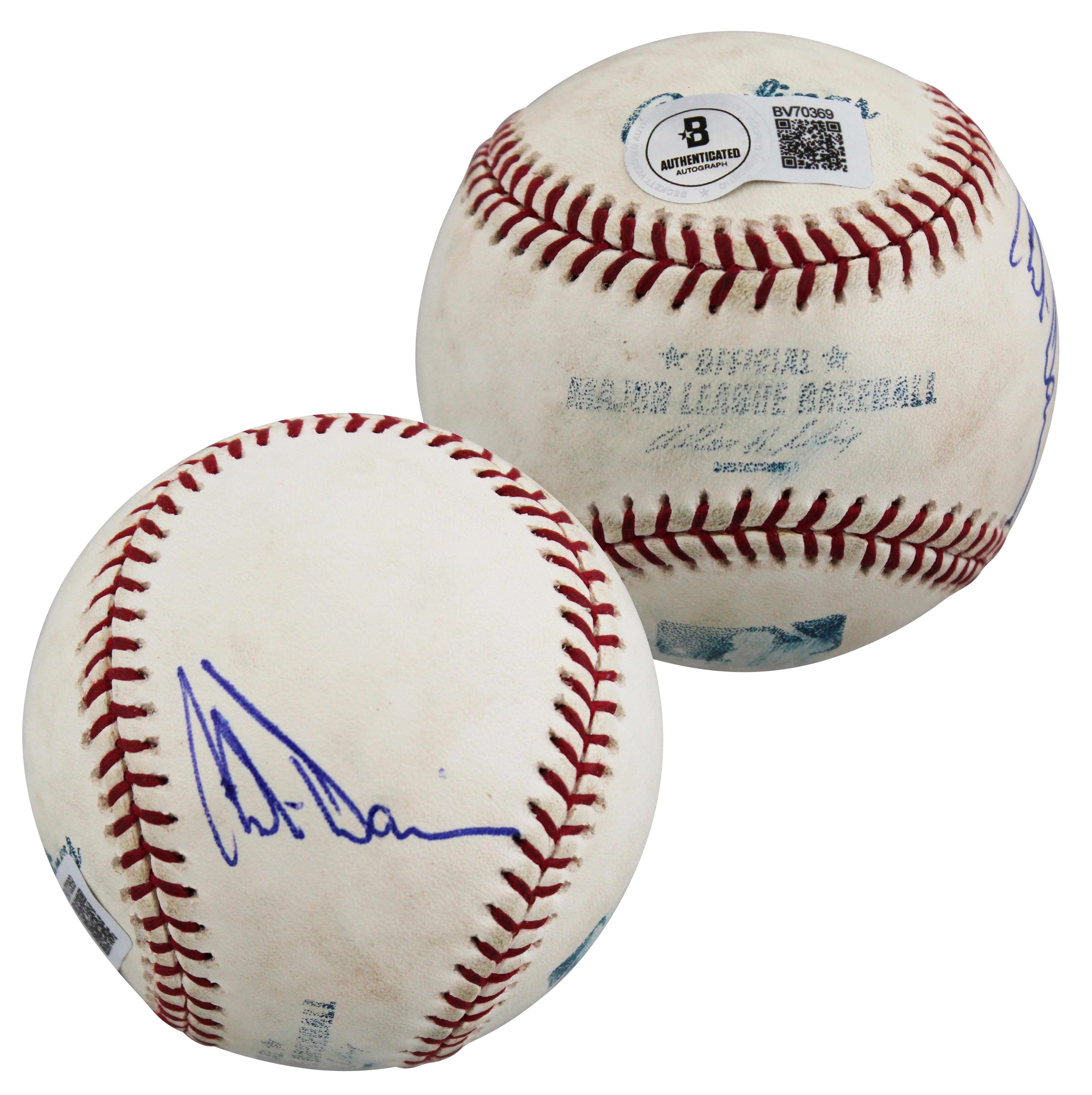 Giants Chili Davis Authentic Signed Game Used Selig OML Baseball BAS #BV70369