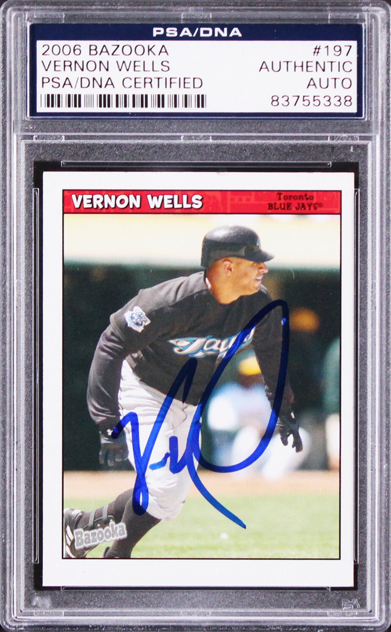 Blue Jays Vernon Wells Authentic Signed 2006 Bazooka #197 Card PSA/DNA Slabbed