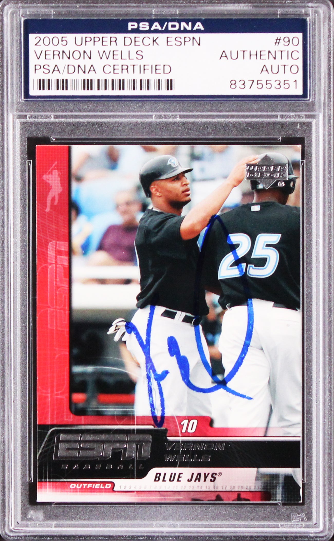 Blue Jays Vernon Wells Authentic Signed 2005 Upper Deck ESPN #90 Card PSA Slab