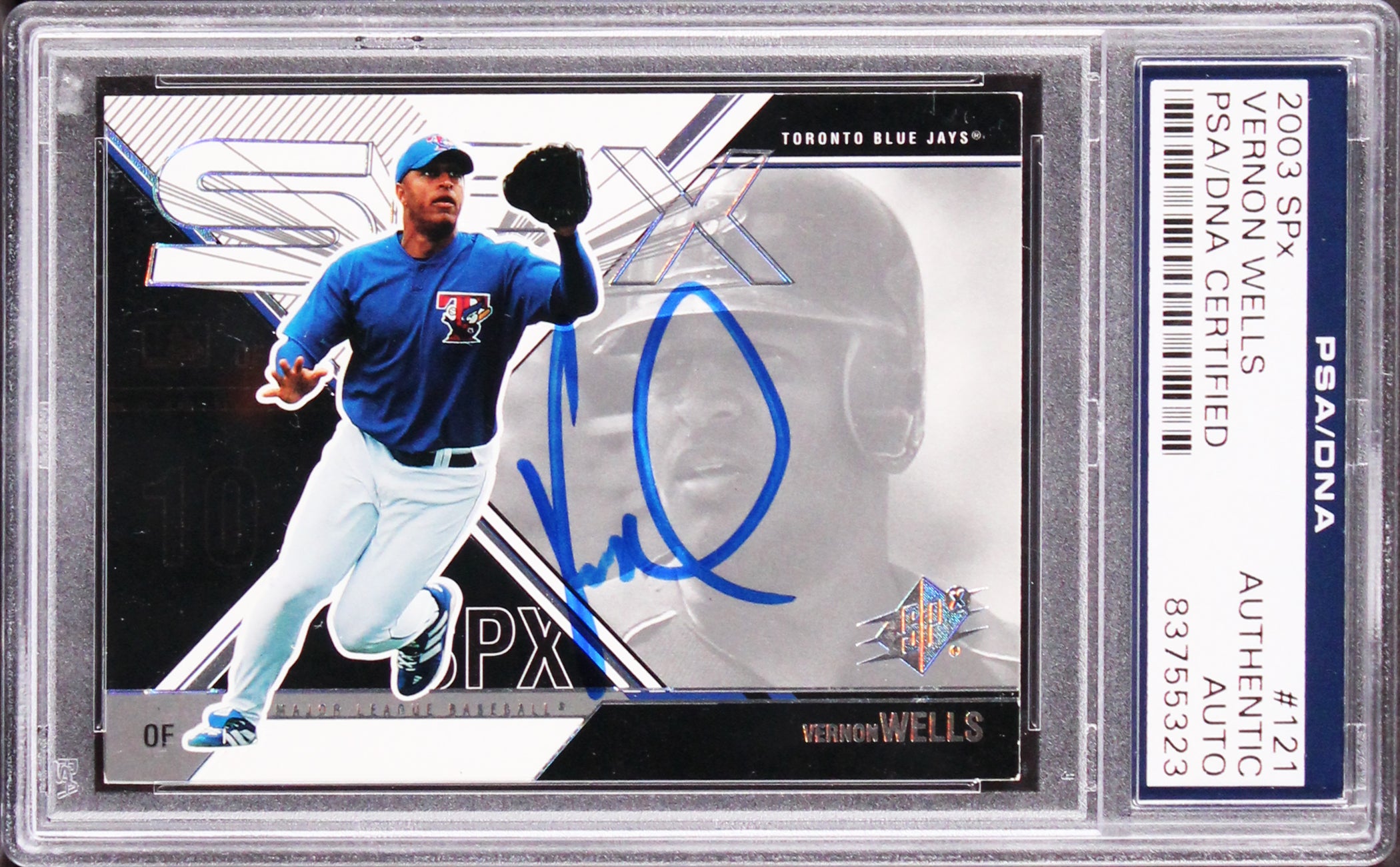 Blue Jays Vernon Wells Authentic Signed 2003 SPx #121 Card PSA/DNA Slabbed