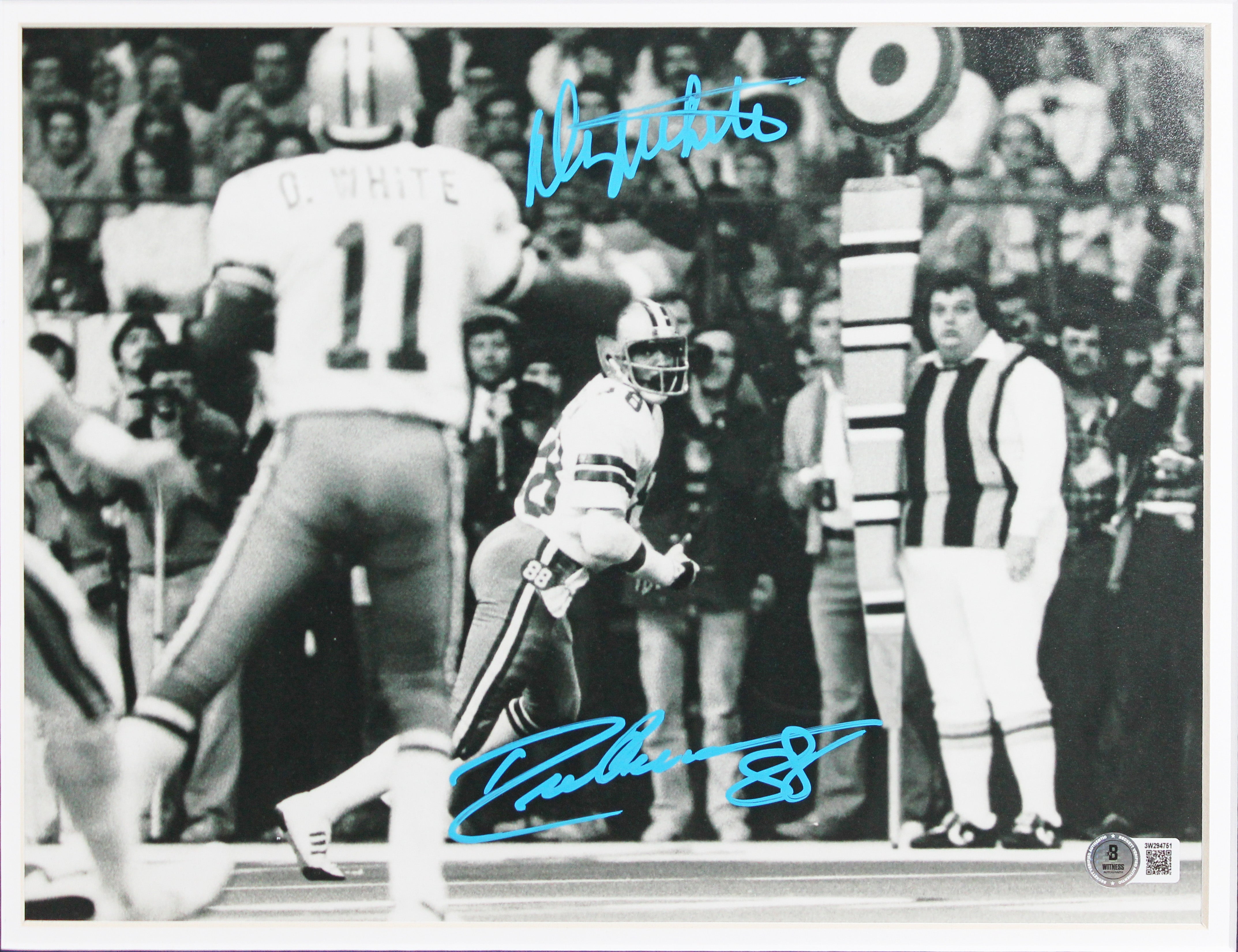 Cowboys Drew Pearson & Danny White Signed 11x14 Framed Photo BAS Wit #3W294751