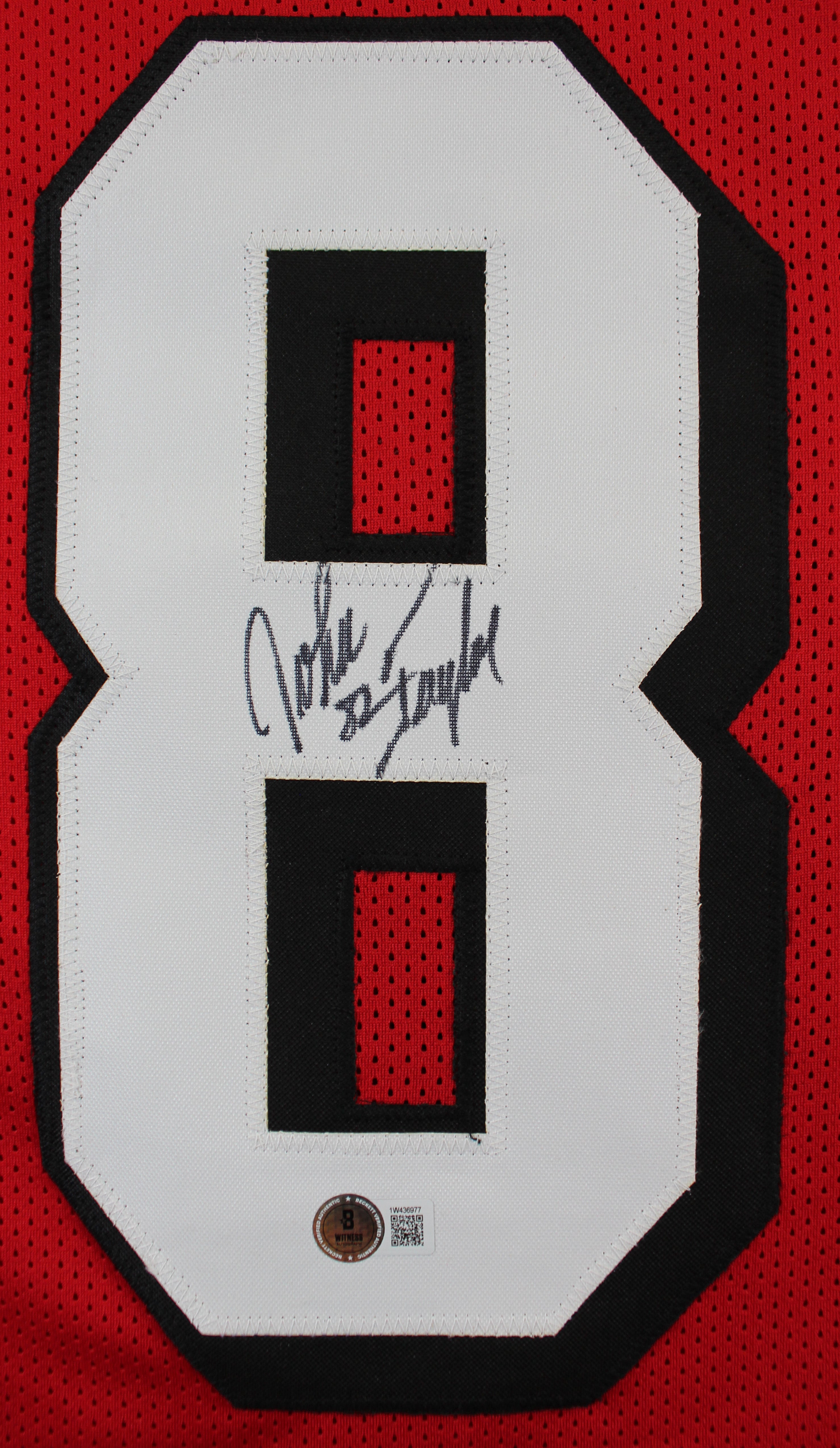 John Taylor Signed Red Pro Style Framed Jersey w/ Dropshadow BAS Witnessed