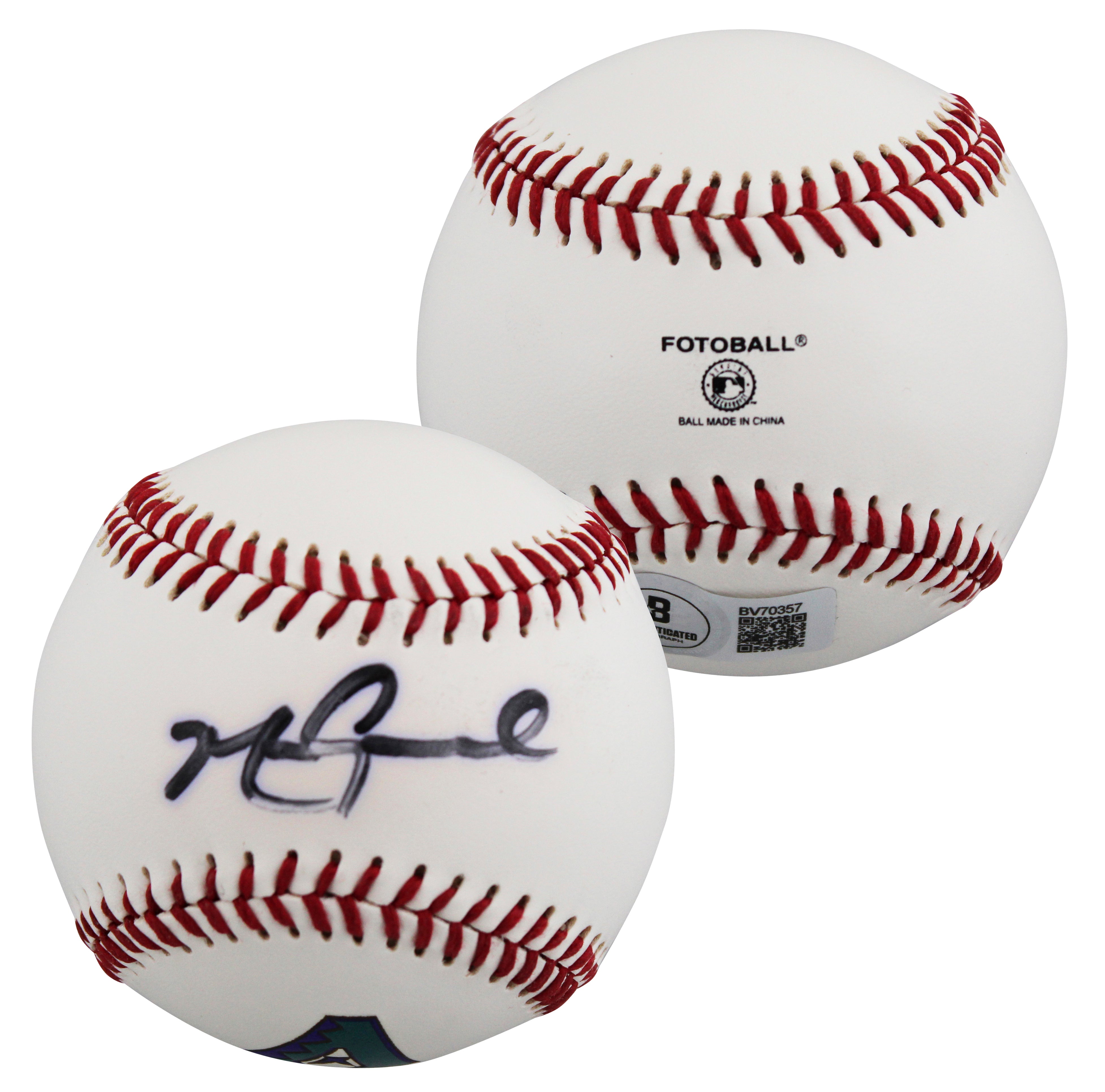 D-Backs Mark Grace Authentic Signed Logo Fotoball Baseball BAS #BV70357