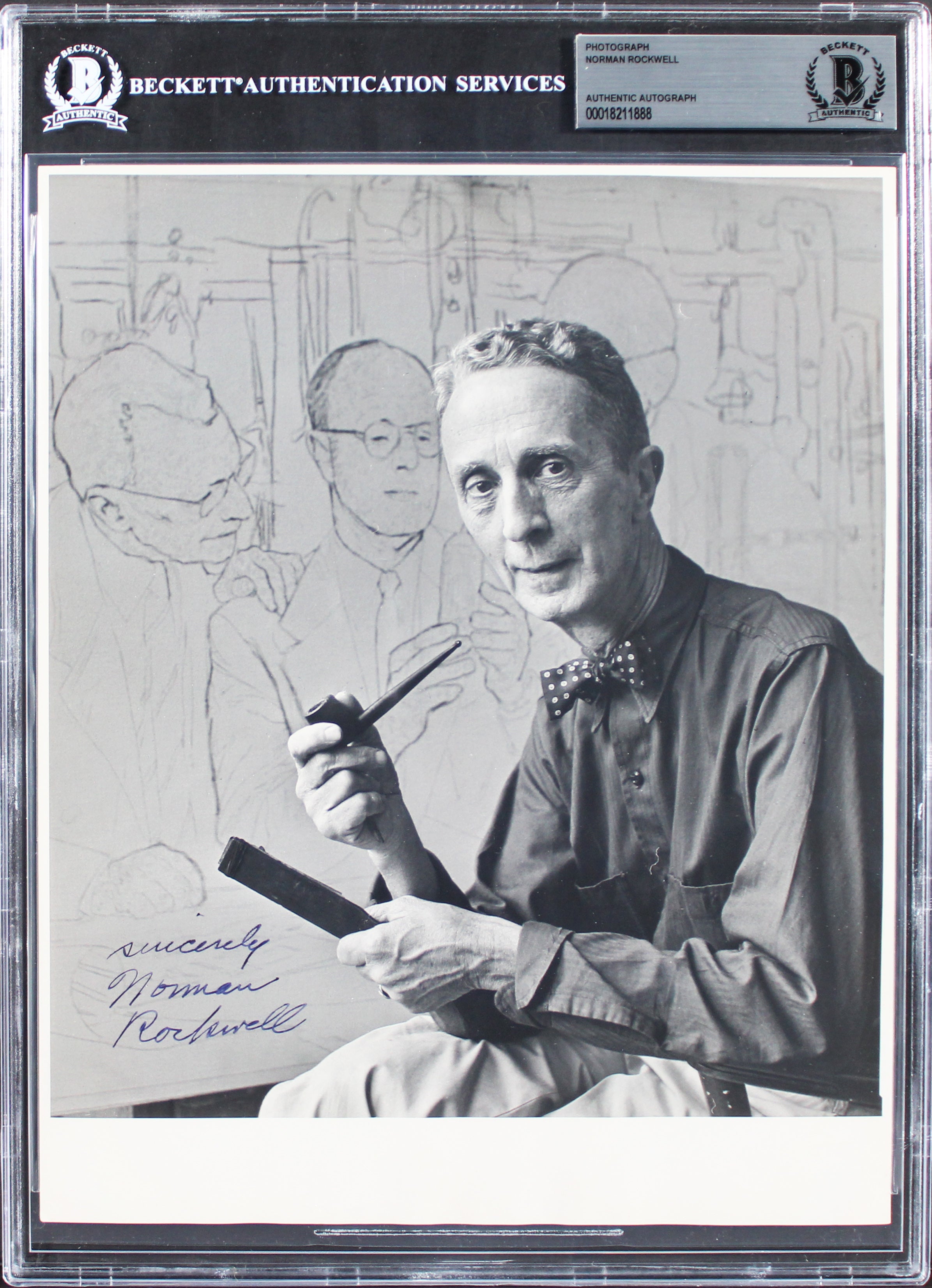 Norman Rockwell "Sincerely" Authentic Signed 8x10 Photo Autographed BAS Slabbed