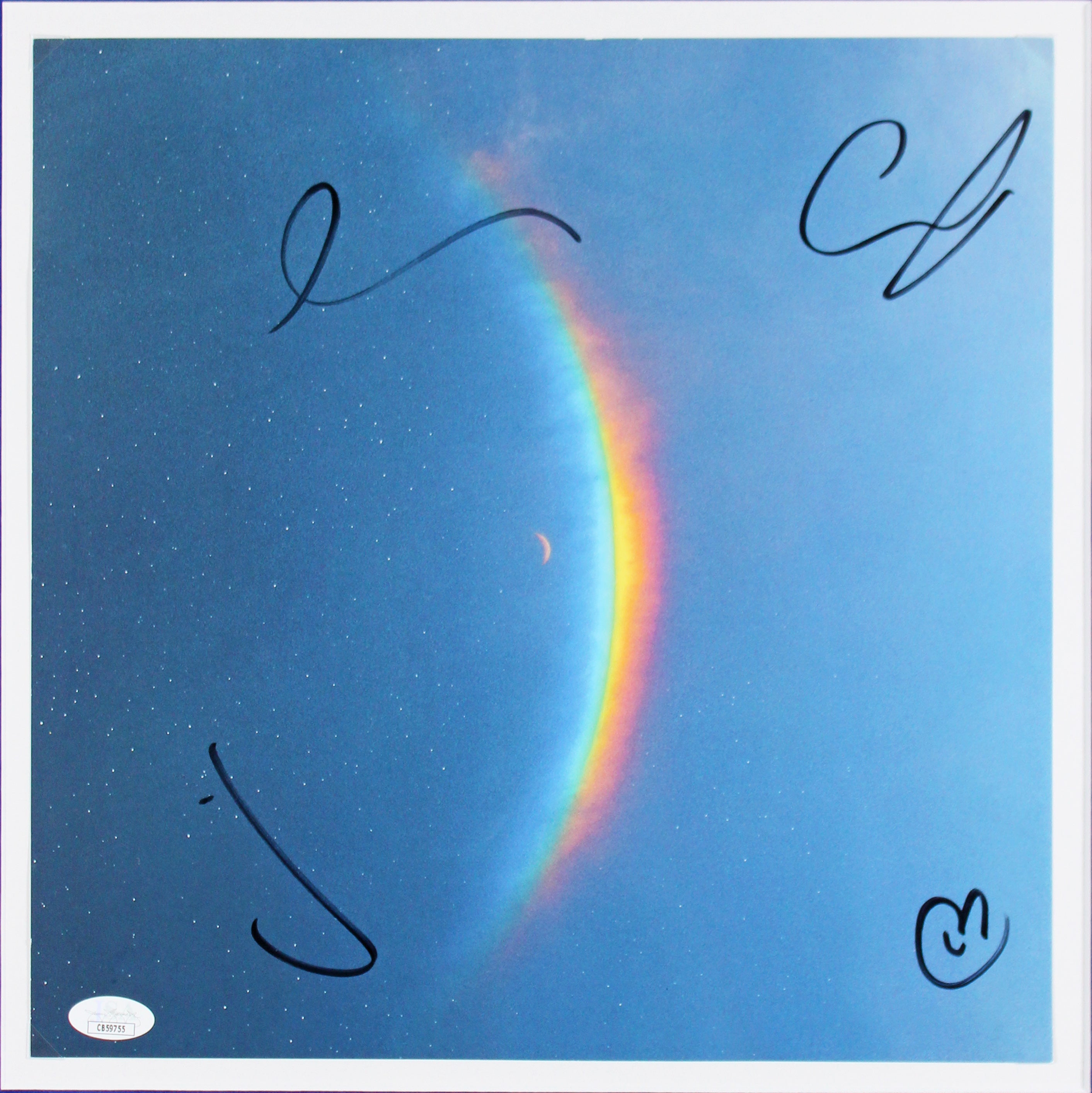 Coldplay Martin, Berryman +2 Signed & Framed Moon Music Album Flat JSA #CB59755