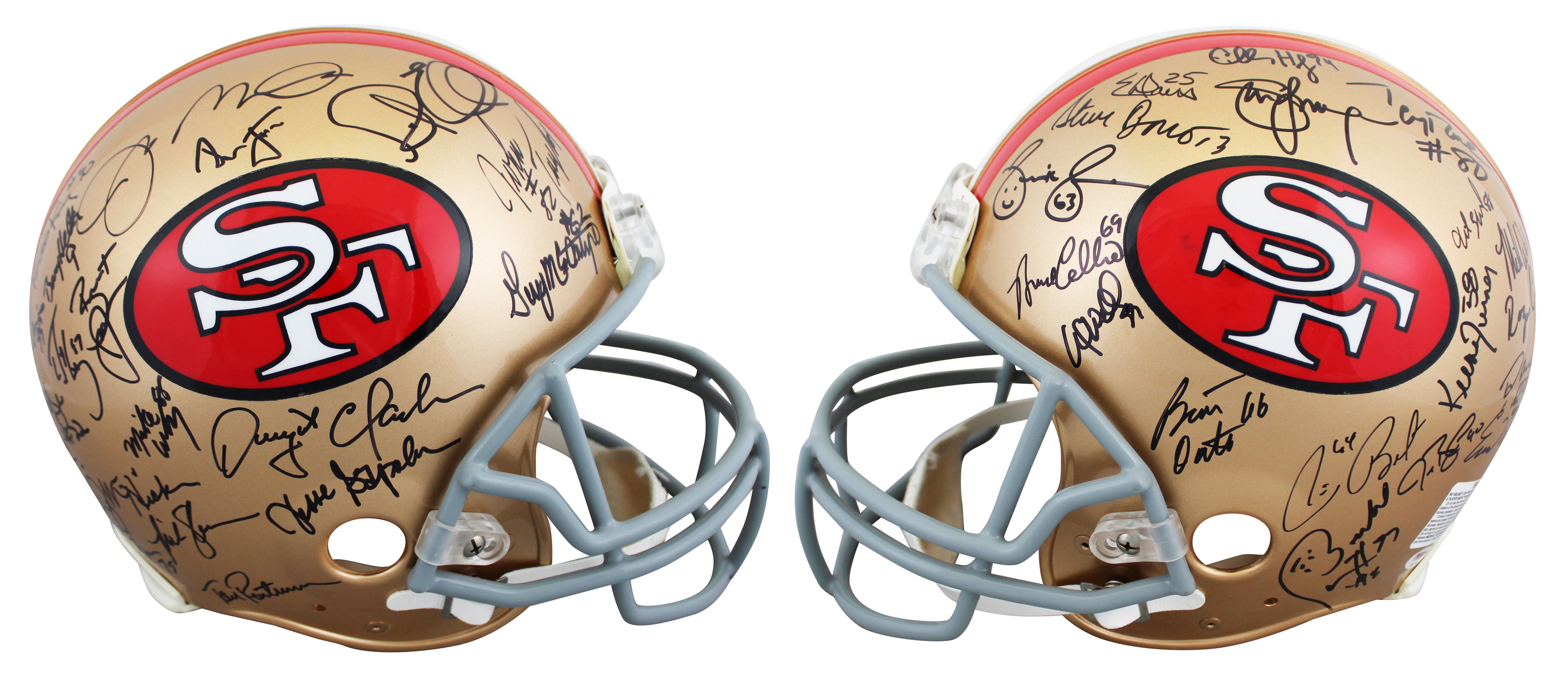 49ers Legends (37) Montana, Young, Rice, Clark +33 Signed F/S Proline Helmet PSA