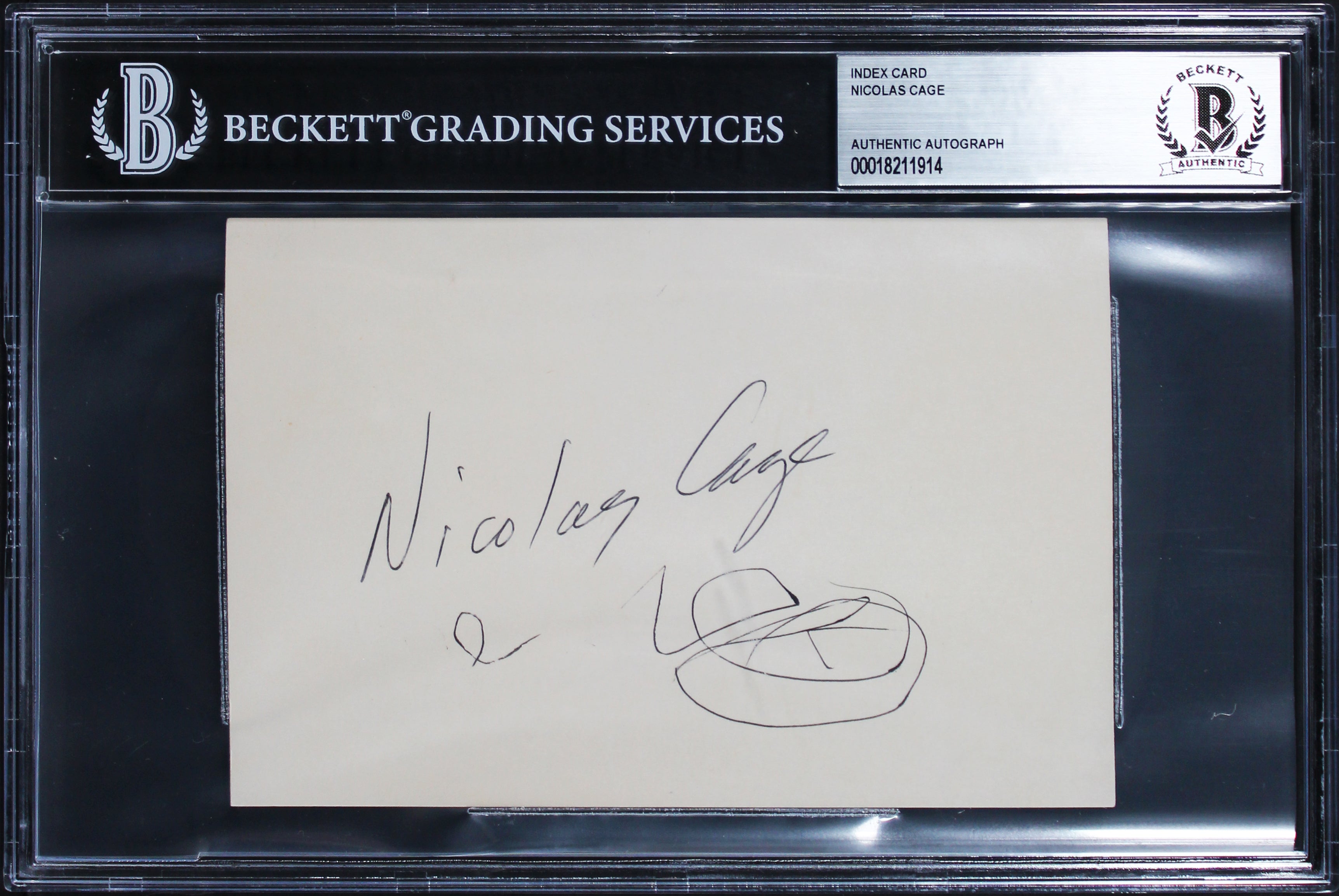 Nicolas Cage Face/Off Authentic Signed 4x6 Index Card Autographed BAS Slabbed 1