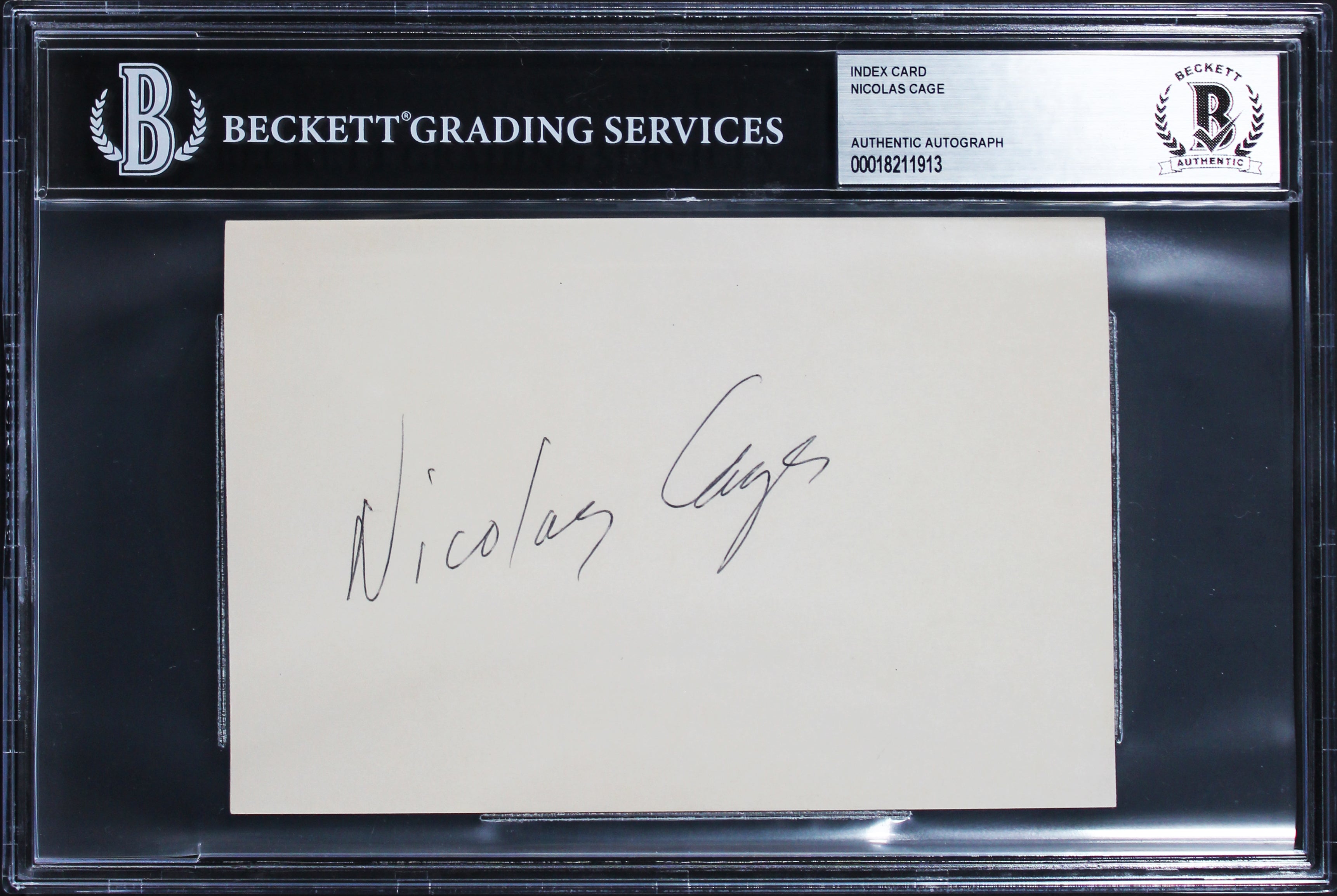 Nicolas Cage Face/Off Authentic Signed 4x6 Index Card Autographed BAS Slabbed 2