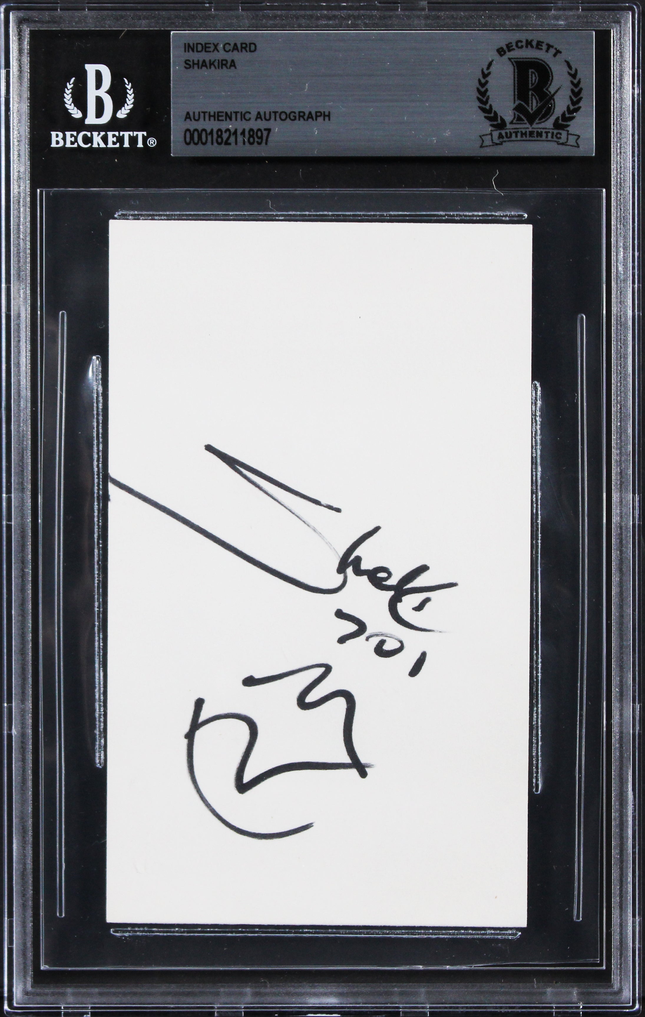 Shakira Musician Authentic Signed 3x5 Index Card Autographed BAS Slabbed 1