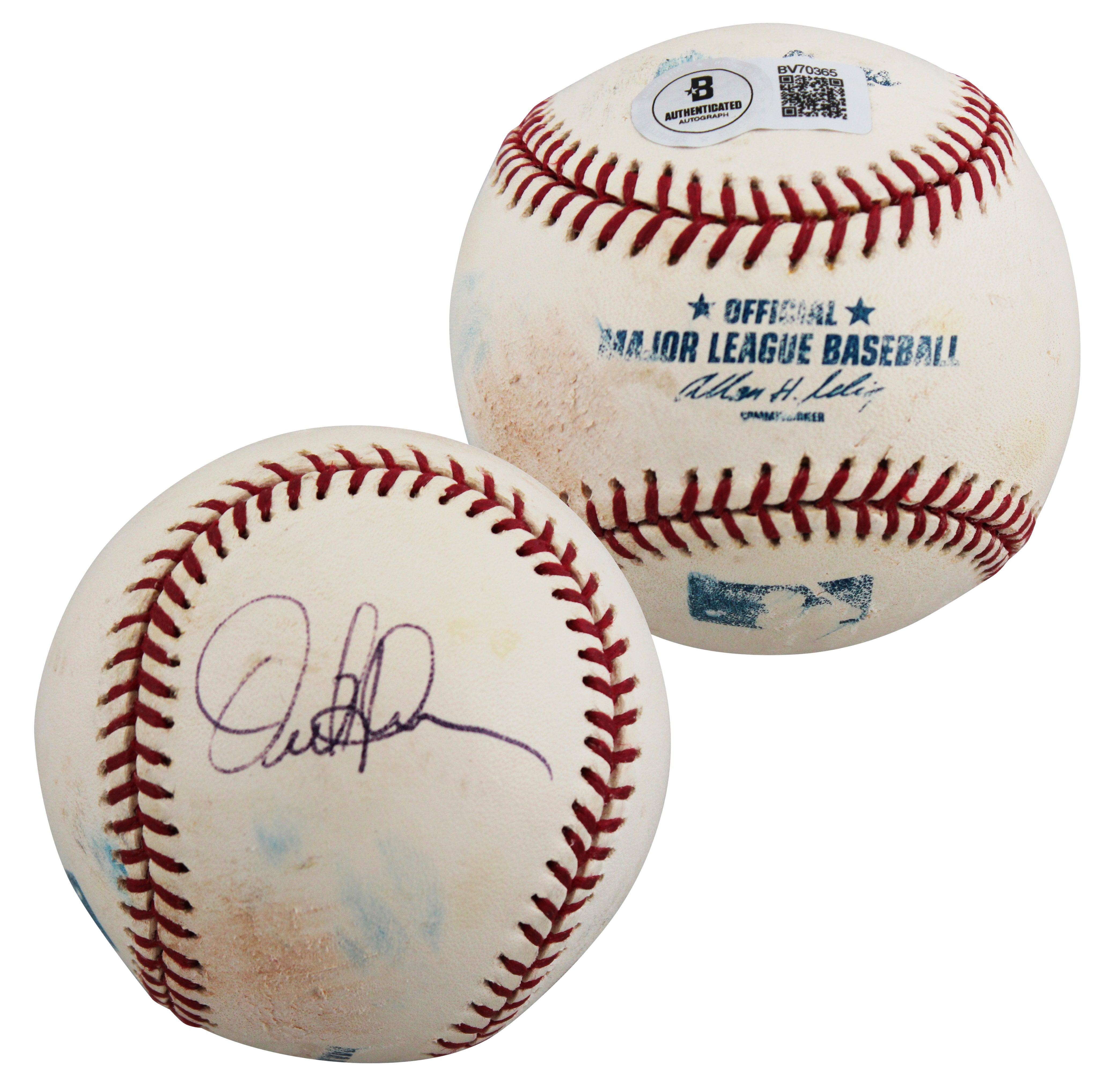 Dodgers Orel Hershiser Signed Game Used Allen Selig OML Baseball BAS #BV70365