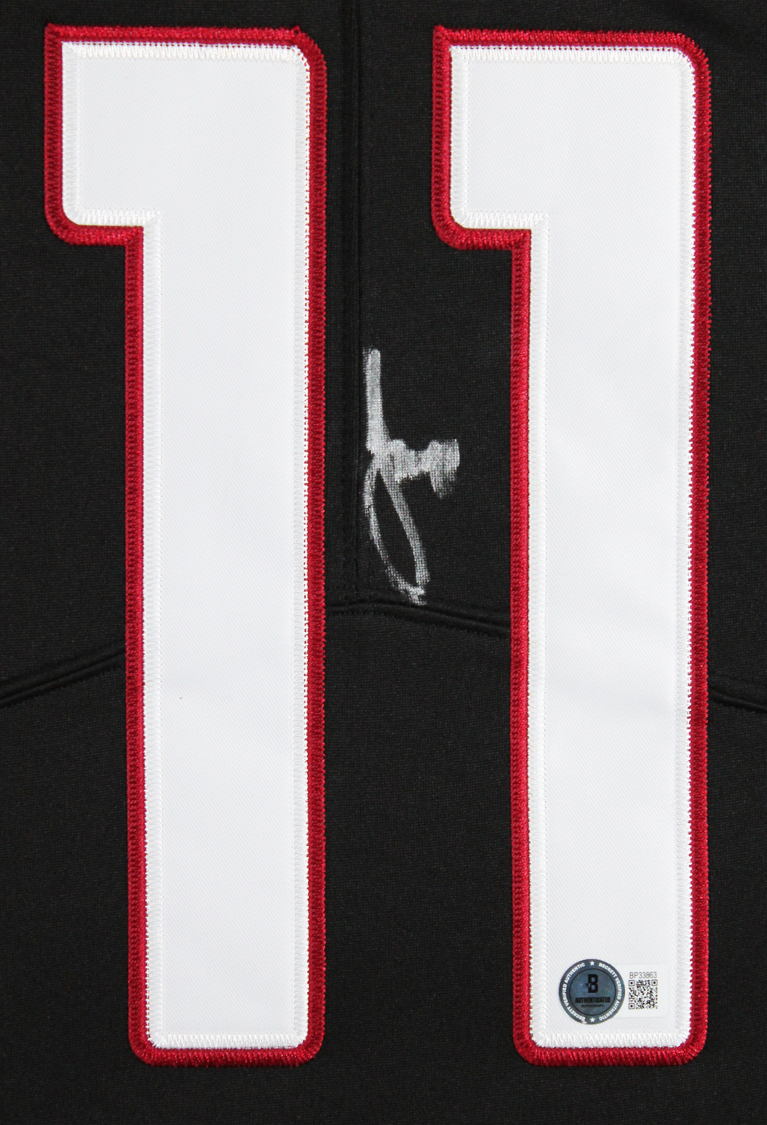 Cardinals Larry Fitzgerald Signed Black Nike Elite Framed Jersey BAS #BP33863