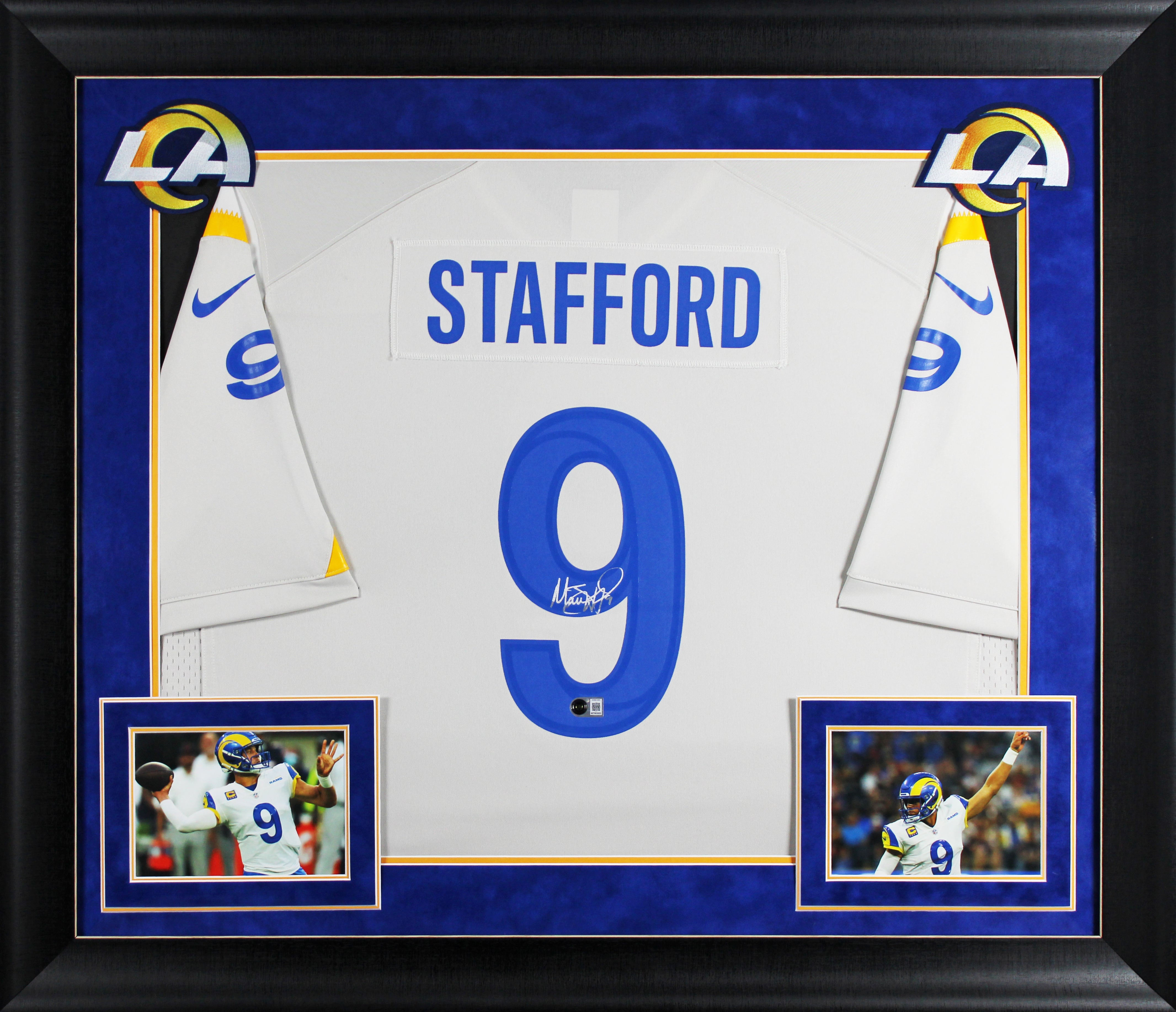 Rams Matthew Stafford Authentic Signed Bone Nike Game Framed Jersey BAS Witness