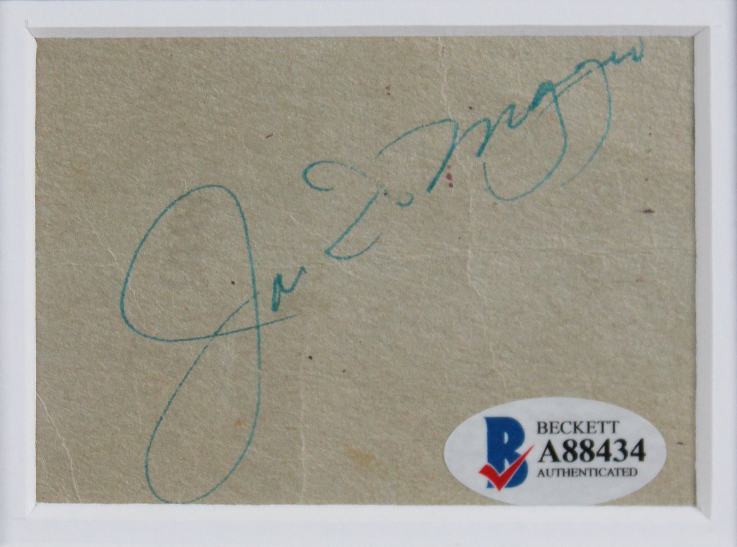 Yankees Joe DiMaggio Authentic Signed & Framed 2.5x3 Cut Signature BAS #A88434