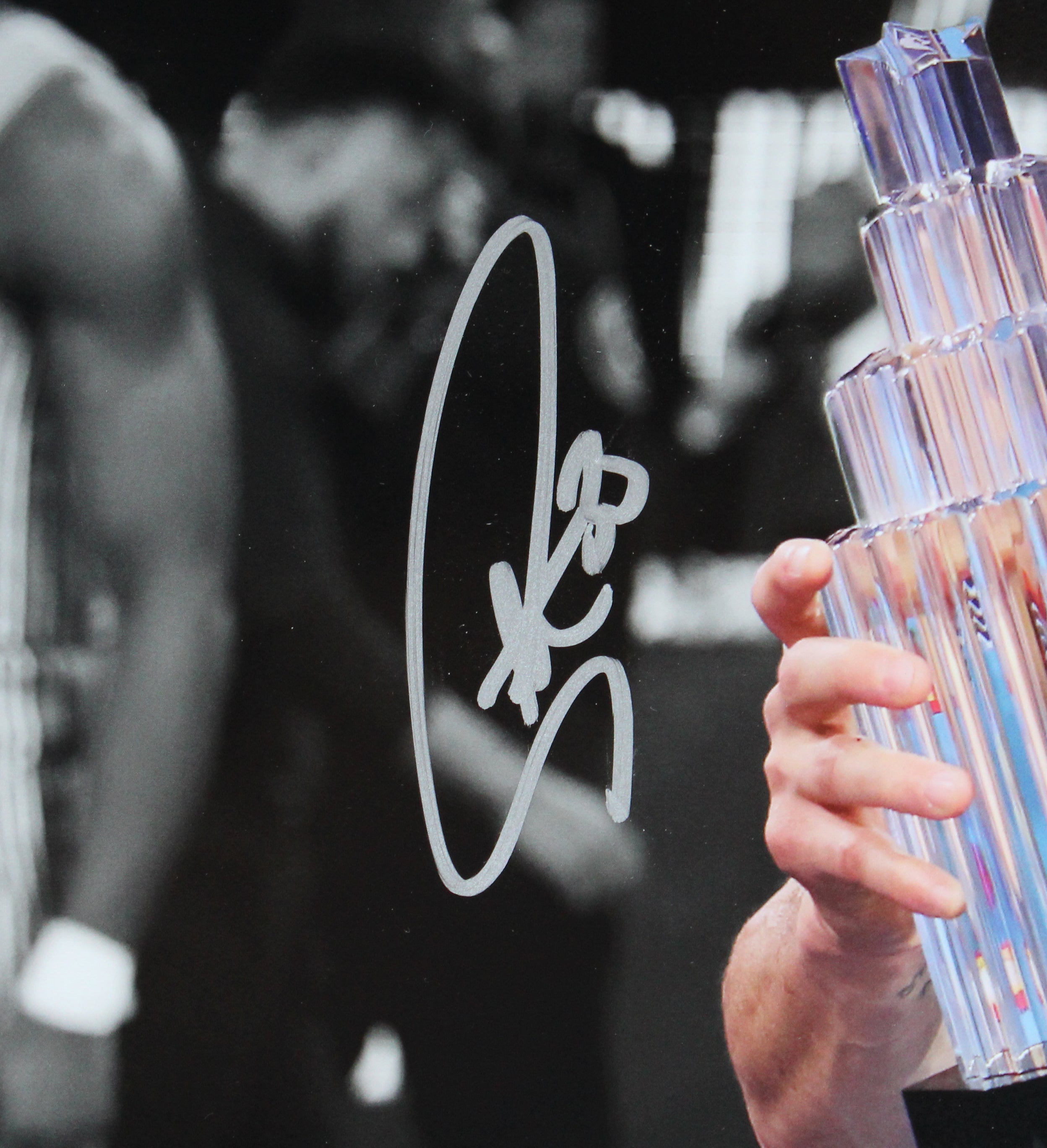 Warriors Stephen Curry Signed 16x20 2025 ASG MVP Trophy Spotlight Photo BAS Wit