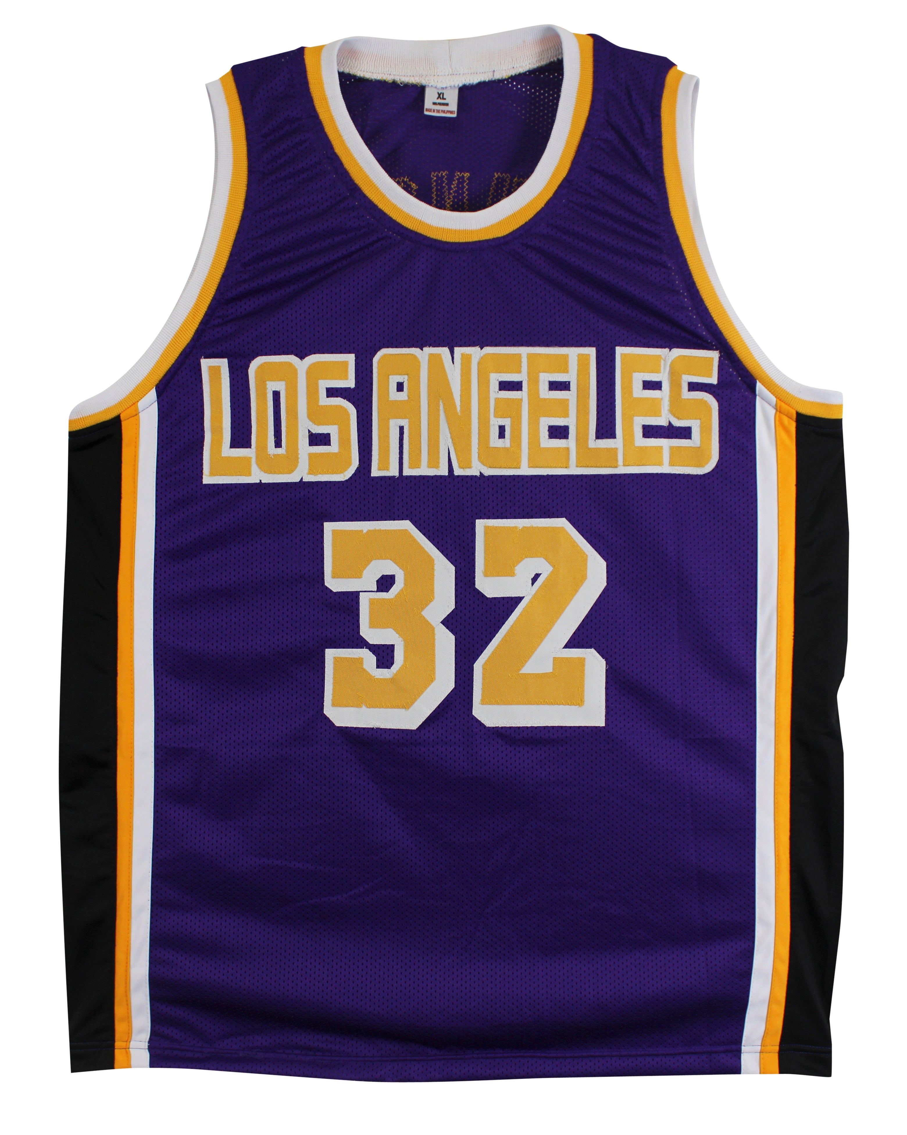 Magic Johnson Authentic Signed Purple Pro Style Jersey Black Trim BAS Witness 2