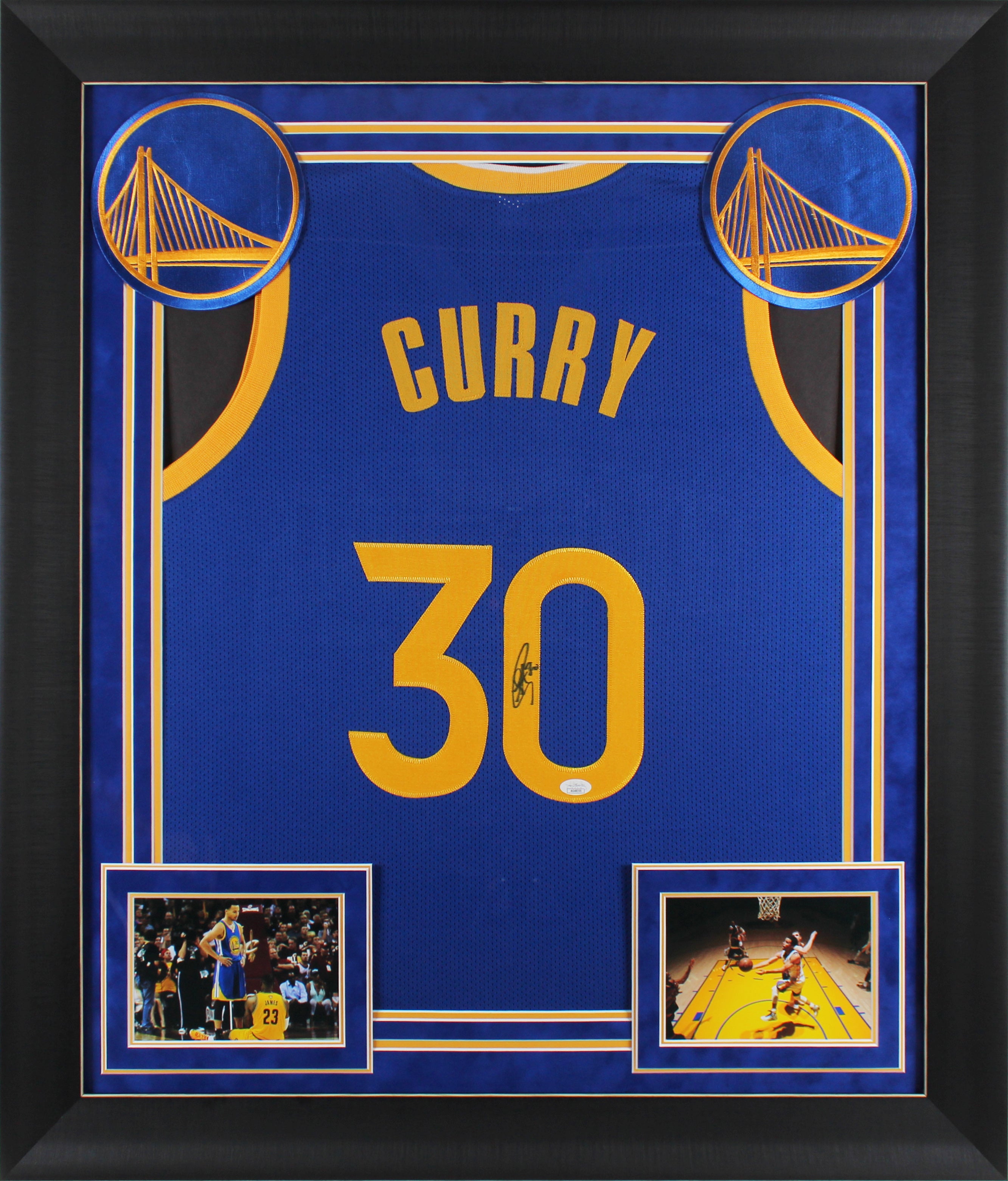 Stephen Curry Authentic Signed Blue Pro Style Framed Jersey Autographed JSA