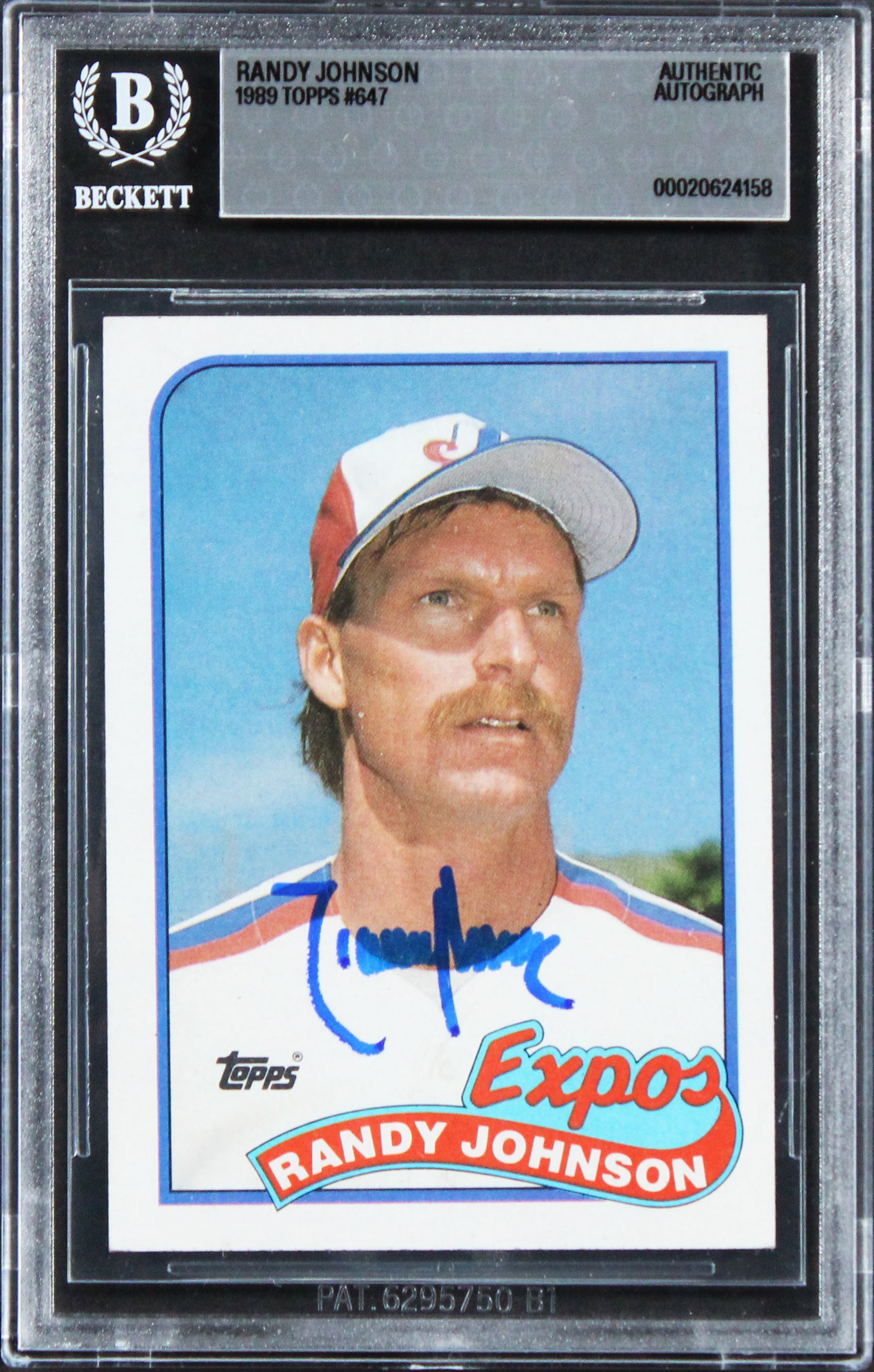 Expos Randy Johnson Authentic 1989 Topps #647 Card Autographed BAS Slabbed