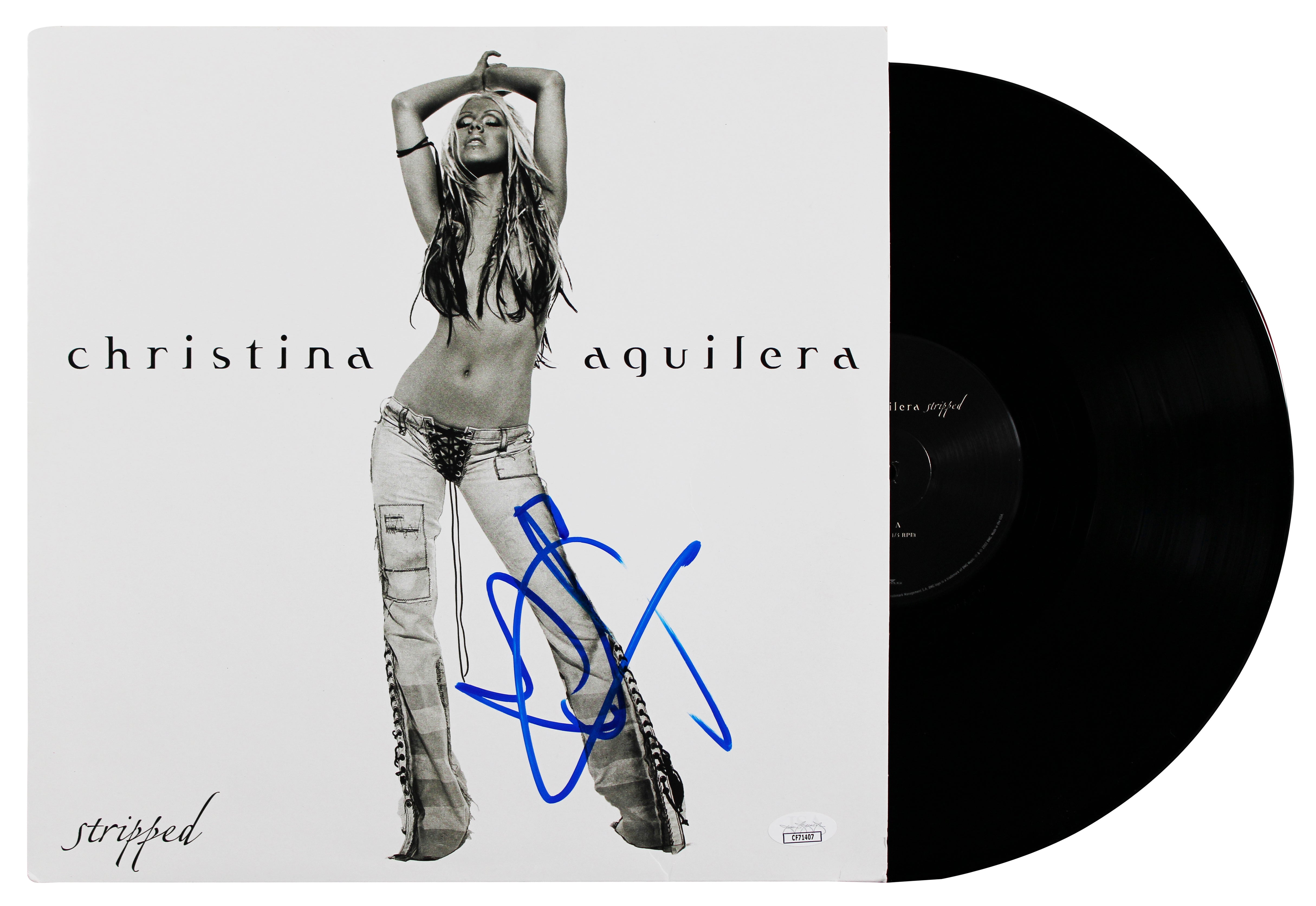 Christina Aguilera Authentic Signed Stripped Album Cover W/ Vinyl JSA #CF71407