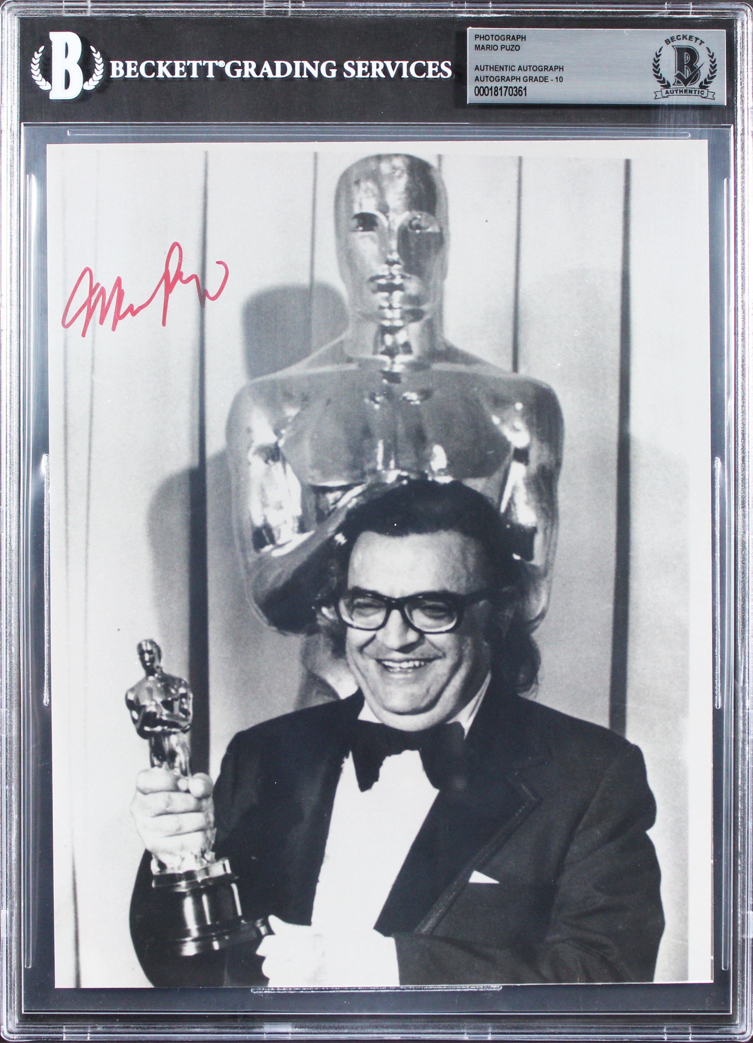 Mario Puzo The Godfather Authentic Signed 8x10 Photo Auto Graded 10! BAS Slabbed