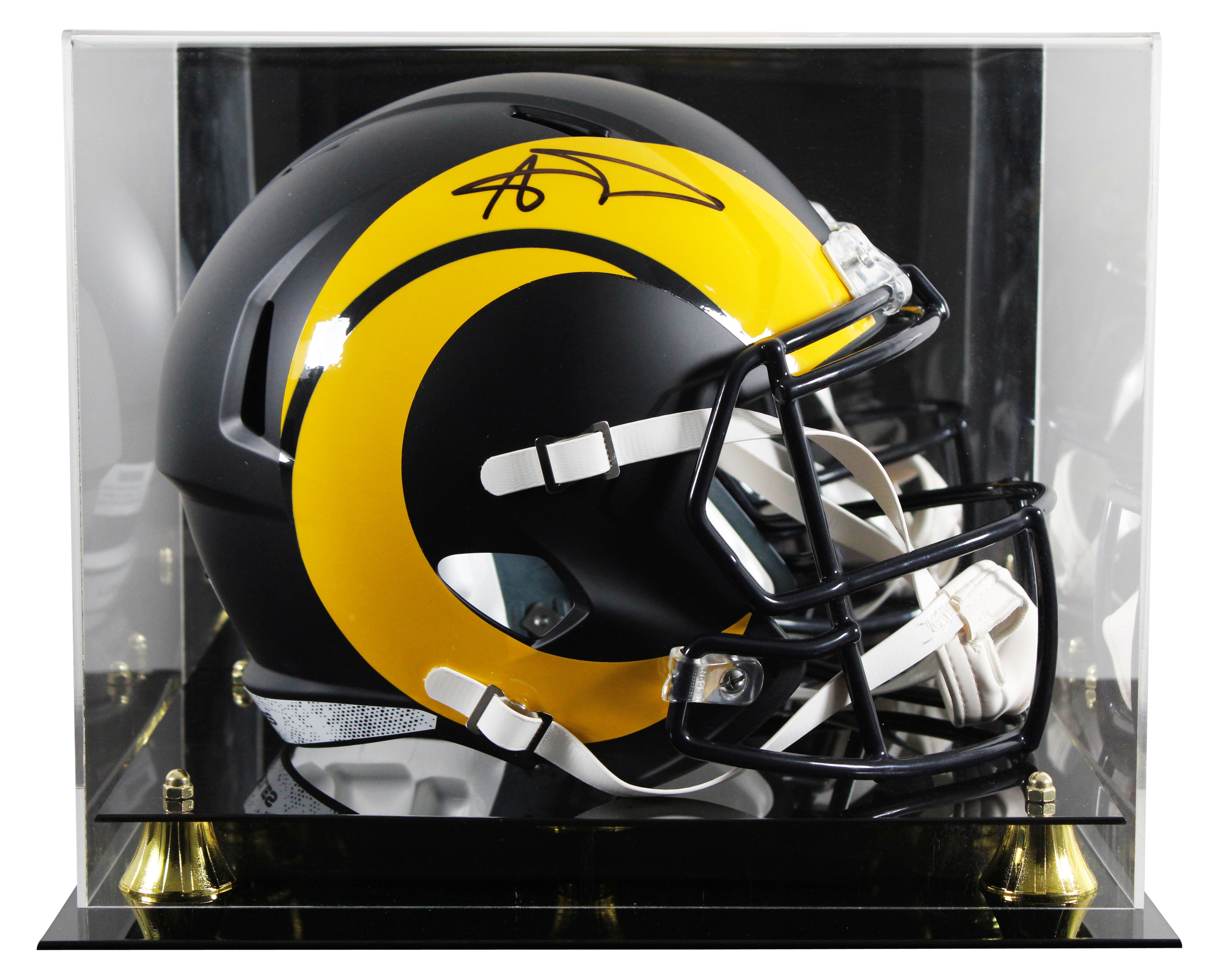 Rams Aaron Donald Signed 2025 Rivalries Full Size Speed Rep Helmet W/ Case BAS