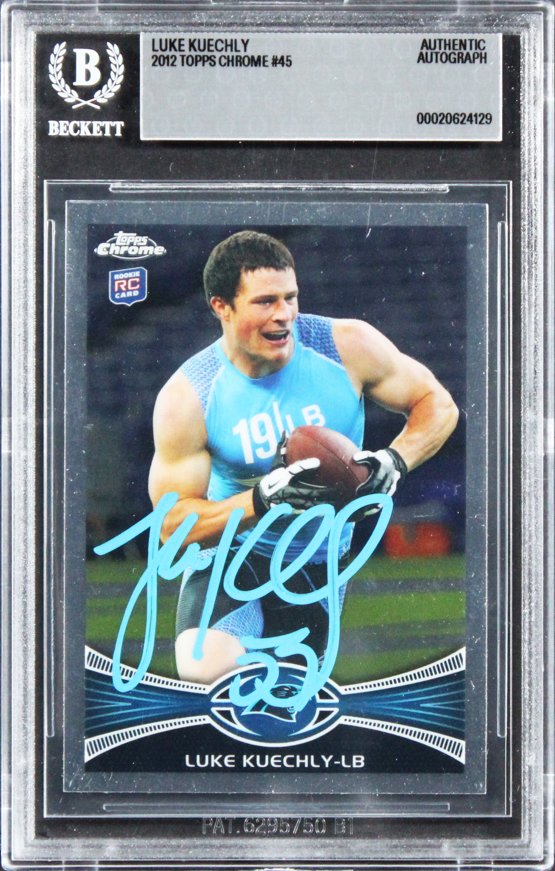 Panthers Luke Kuechly 2012 Topps Chrome #45 Rookie Card Autographed BAS Slabbed