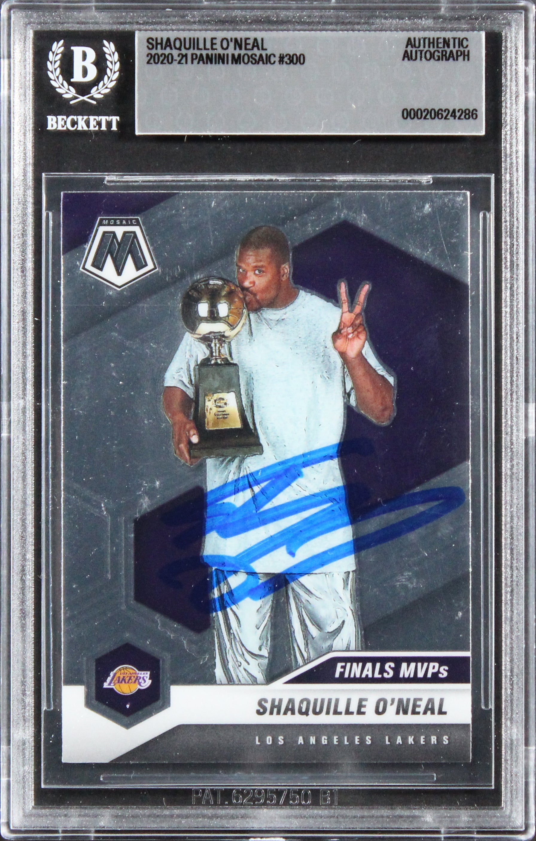 Lakers Shaquille O'Neal Authentic Signed 2020 Panini Mosaic #300 Card BAS Slab 2