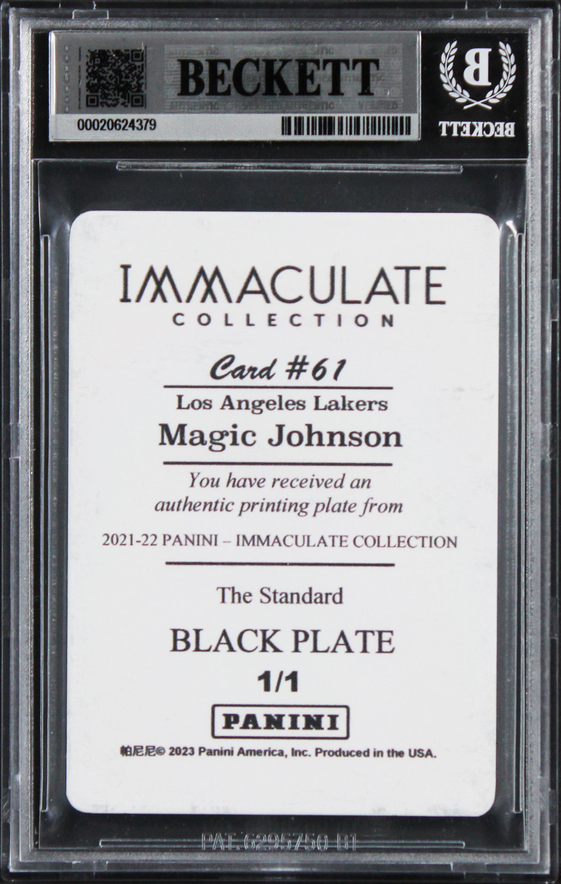 Magic Johnson "HOF" Signed 2021 Panini Immaculate TSM PP Black 1/1 Card BAS Slab