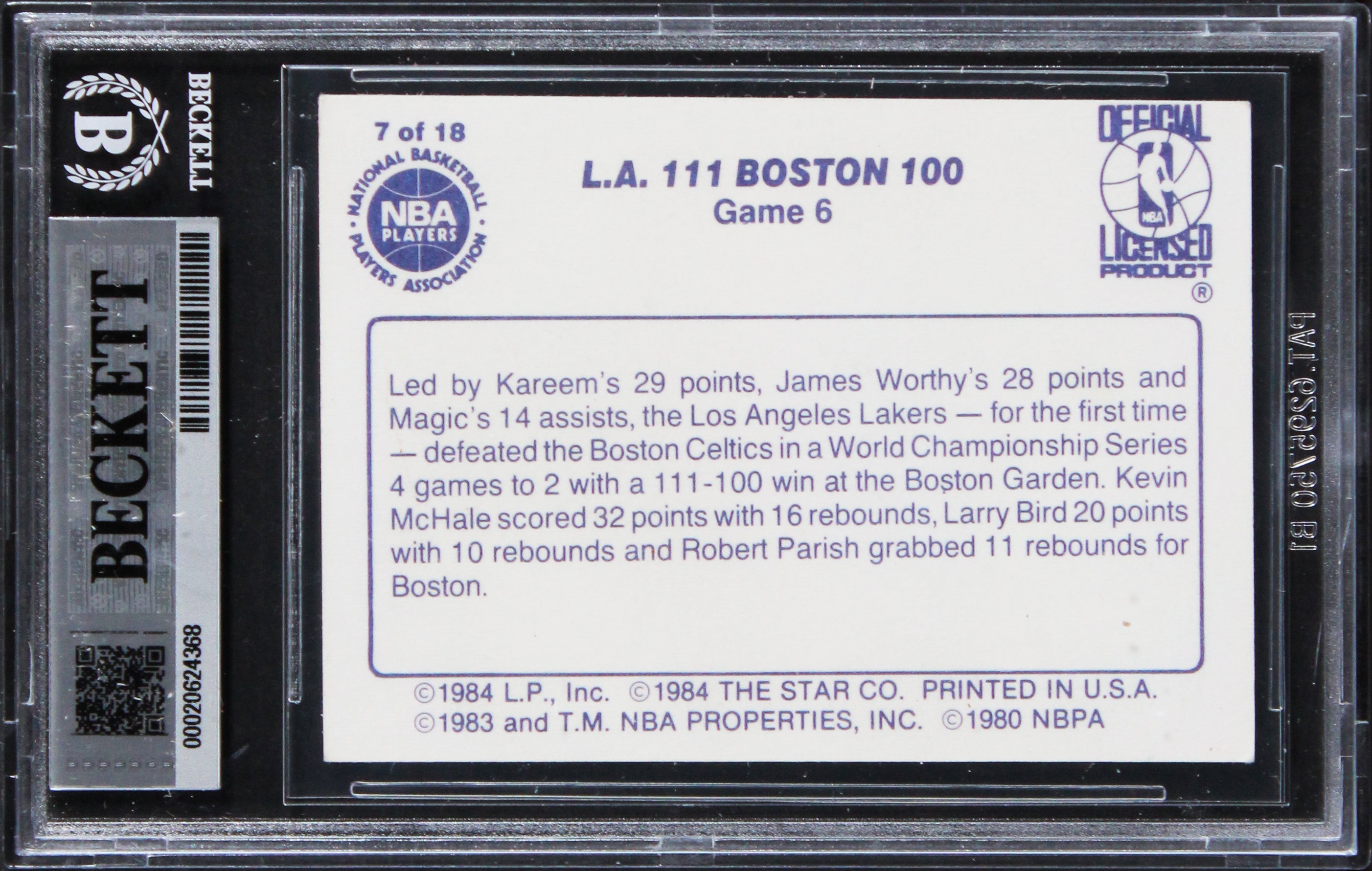 Lakers Magic Johnson Authentic Signed 1985 Star Lakers Champs #7 Card BAS Slab