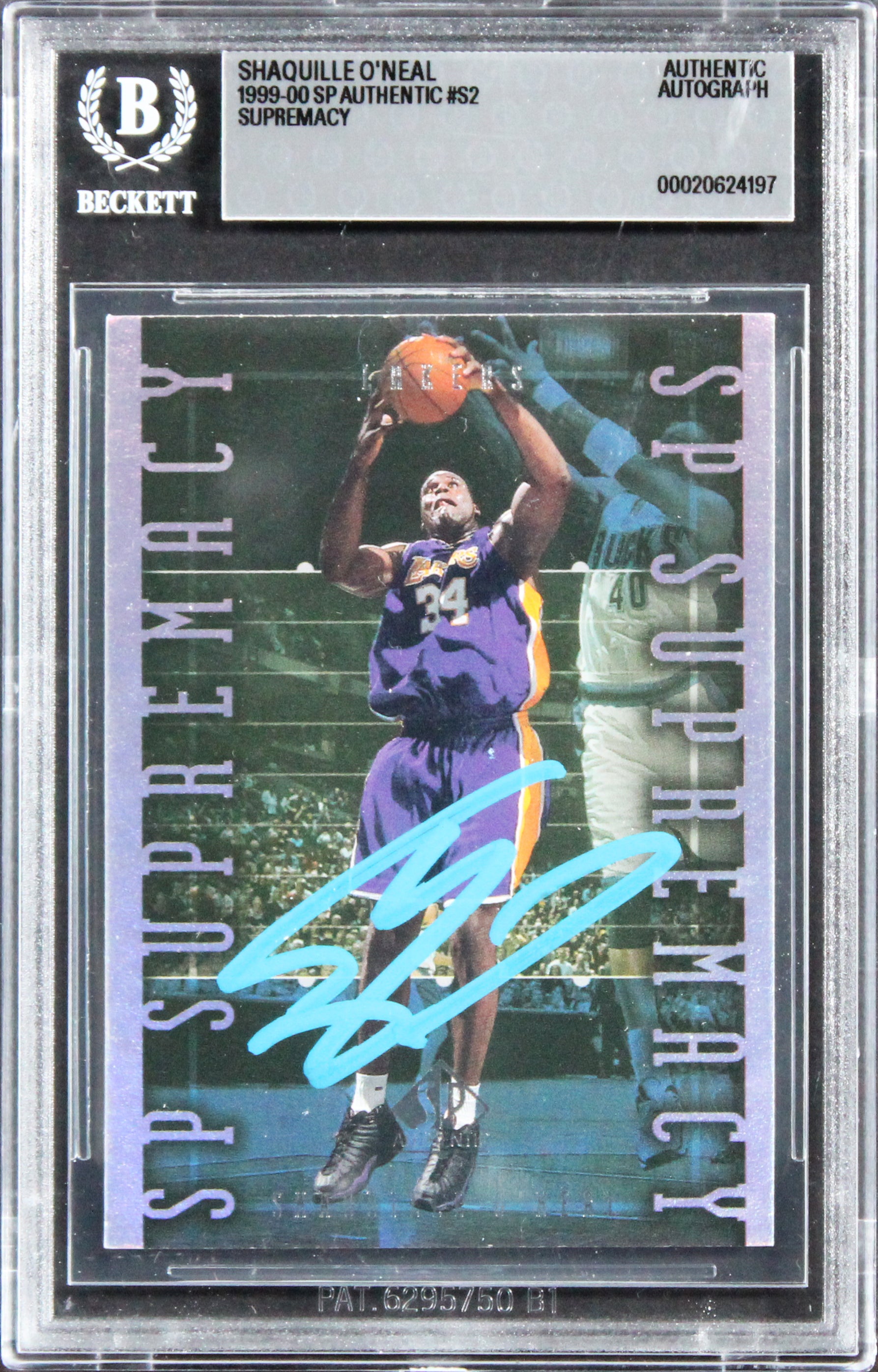 Lakers Shaquille O'Neal Authentic Signed 1999 SP Authentic #S2 Card BAS Slabbed