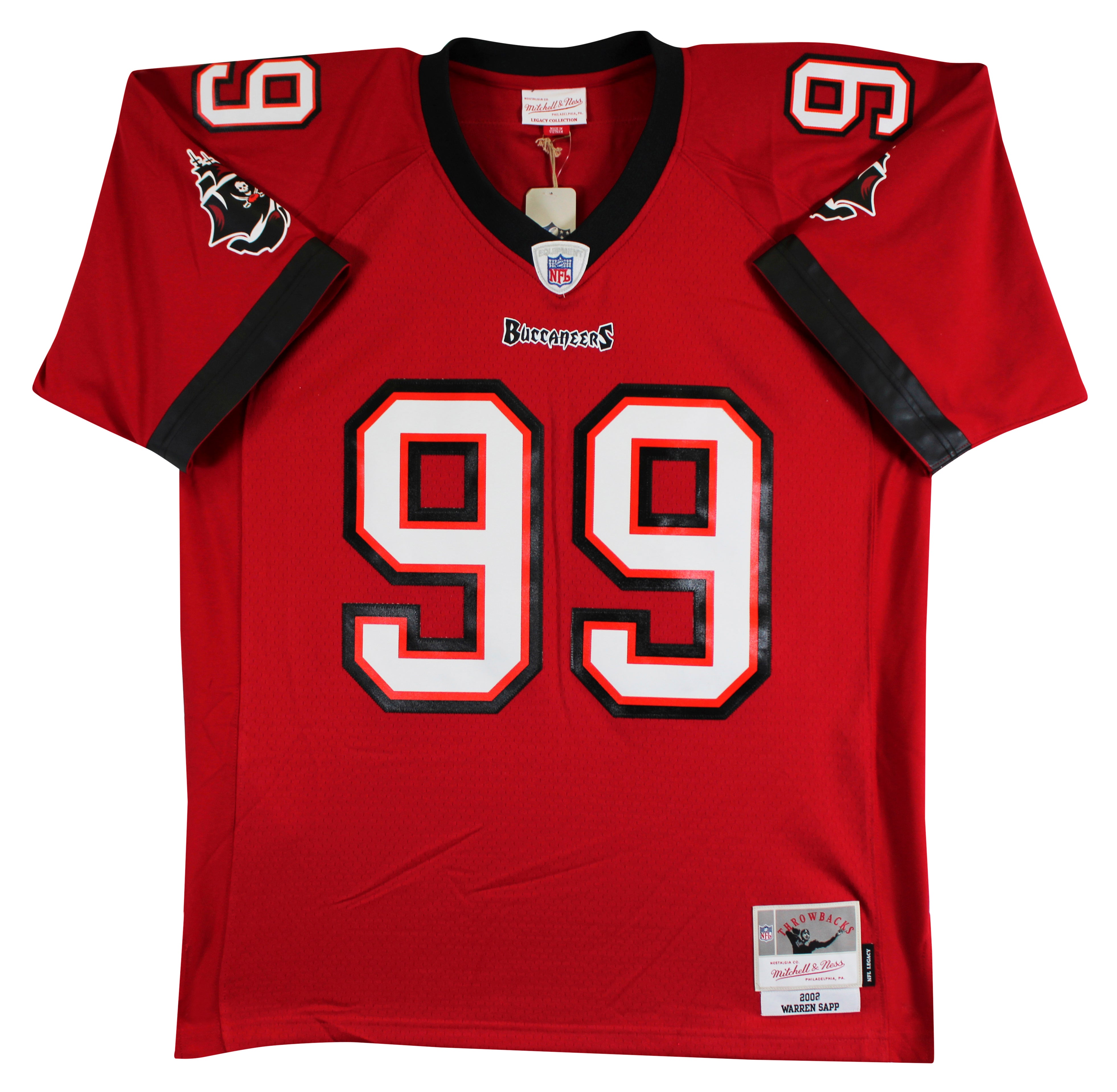 Buccaneers Warren Sapp "3x Insc" Signed Red Mitchell & Ness Jersey BAS Witnessed