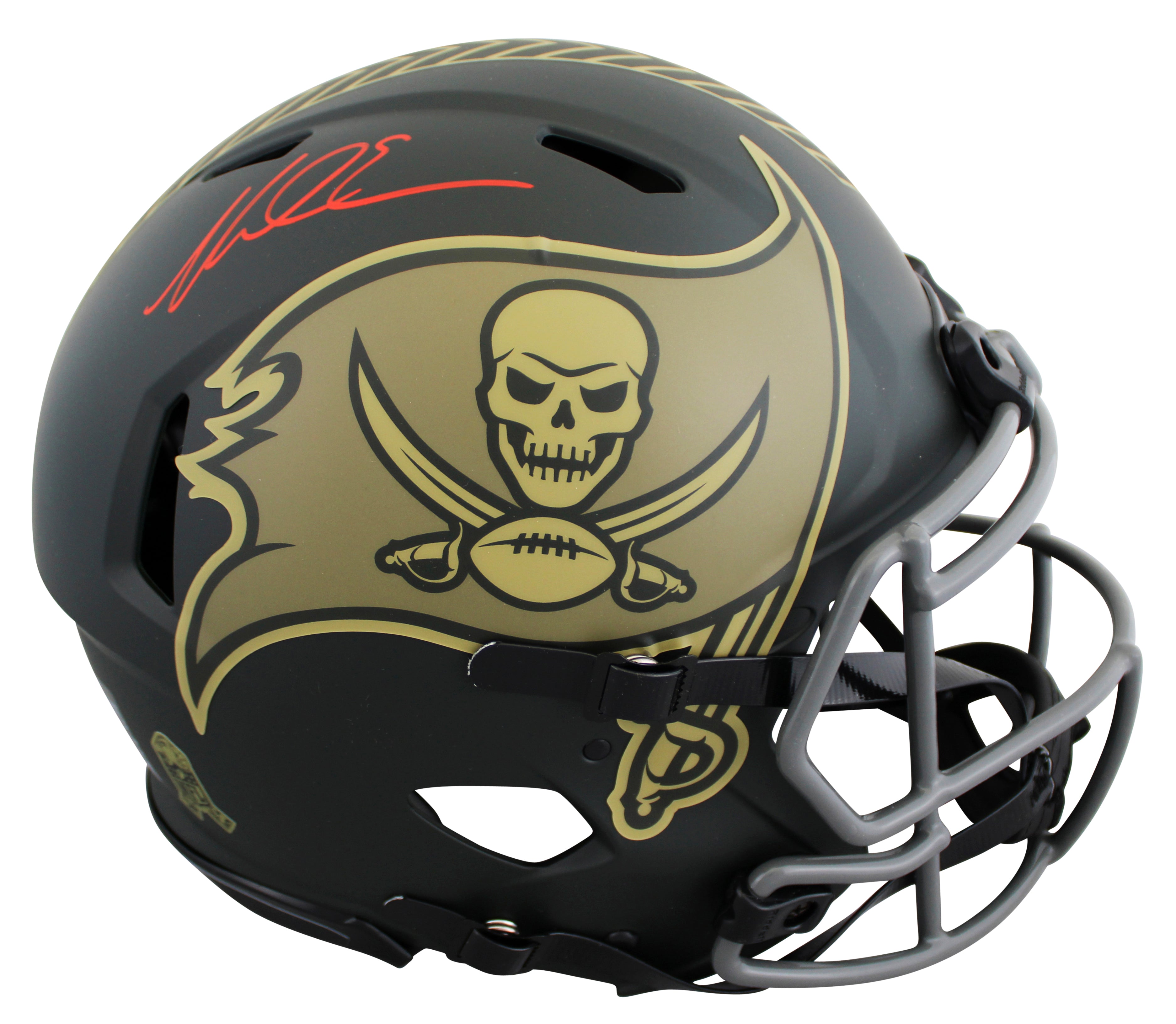 Buccaneers Mike Evans Signed STS IV F/S Speed Proline Helmet W/ Case BAS Witness