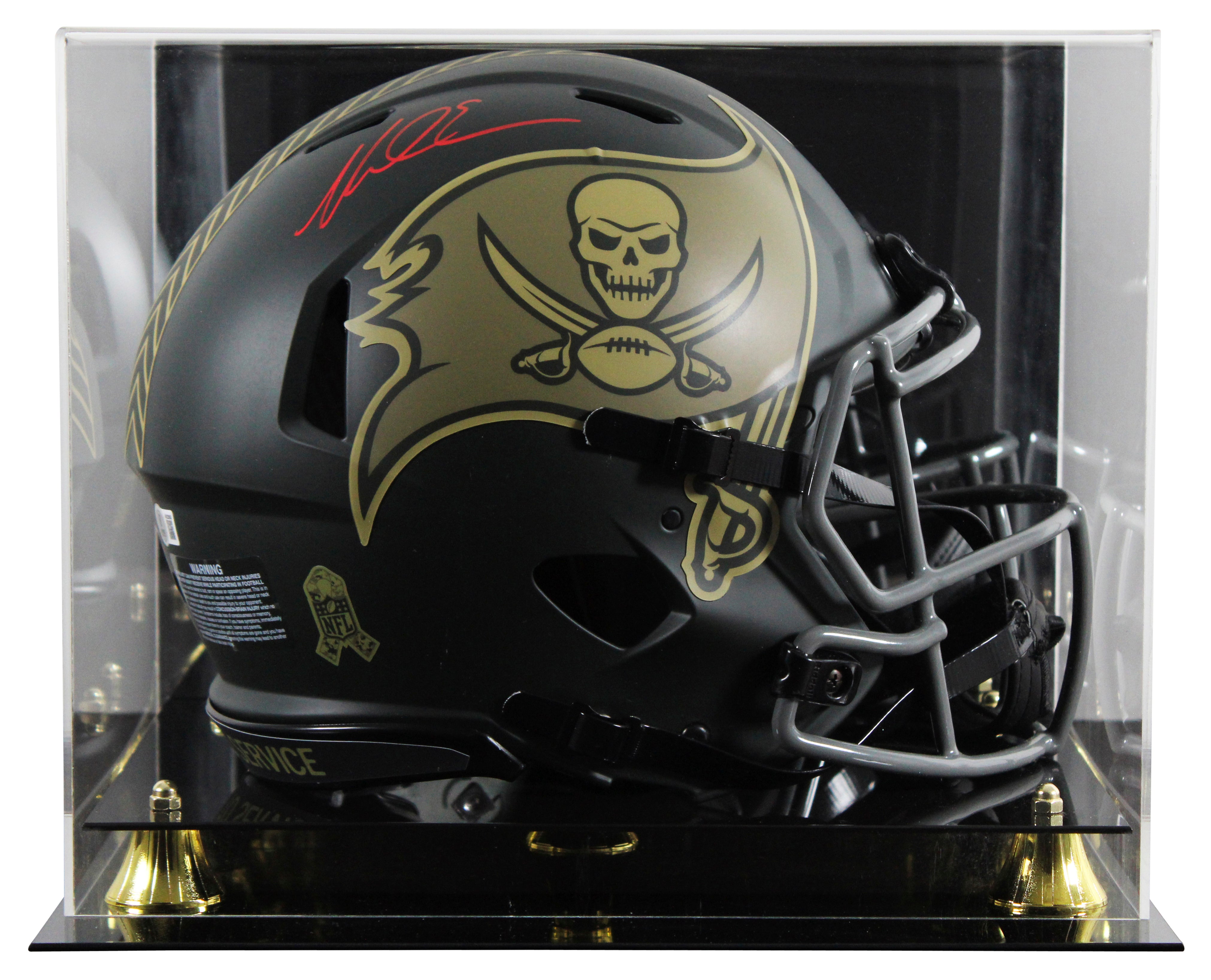 Buccaneers Mike Evans Signed STS IV F/S Speed Proline Helmet W/ Case BAS Witness