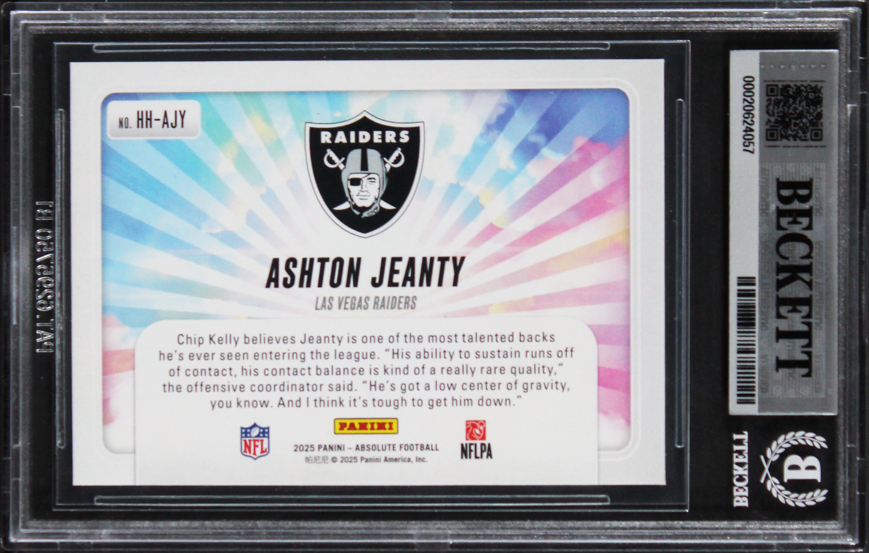Raiders Ashton Jeanty Signed 2025 Absolute Hog Heaven #7 Rookie Card BAS Slabbed