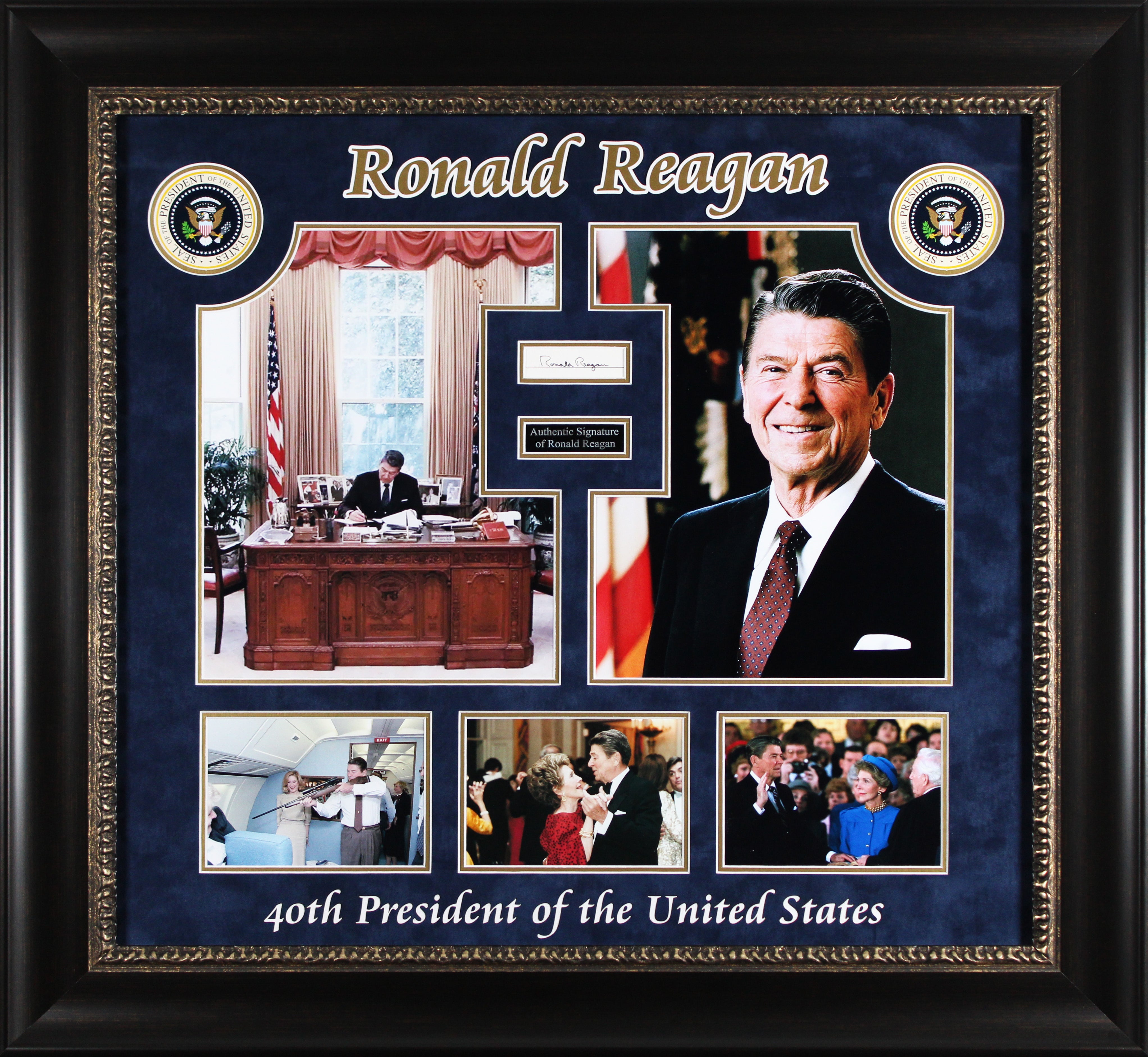 Ronald Reagan Authentic Signed 1x3 Cut Signature Framed Display BAS #AE64164