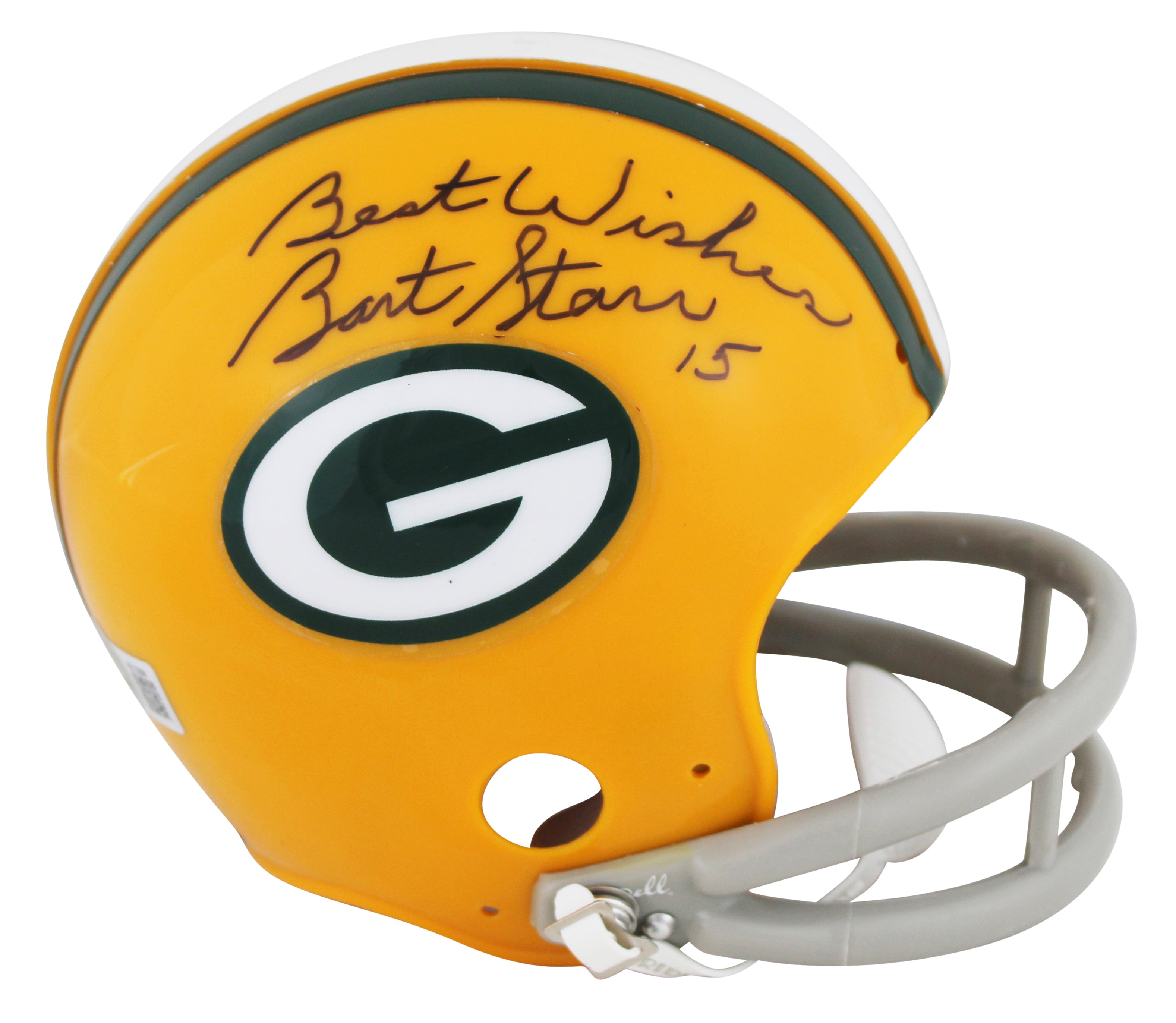 Packers Bart Starr "Best Wishes" Authentic Signed VSR4 Mini Helmet BAS #AE13298