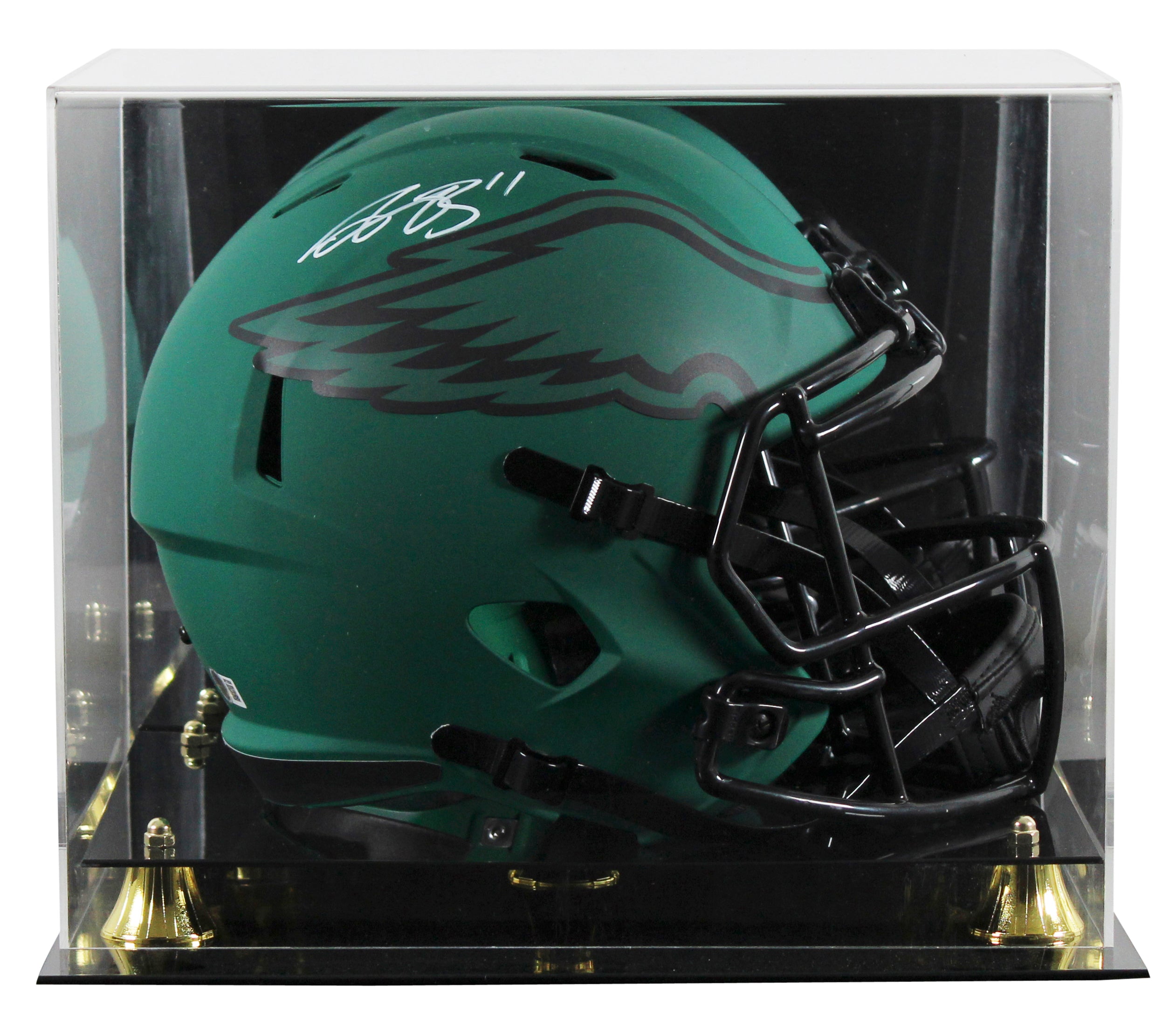 Eagles A.J. Brown Signed Rave Full Size Speed Rep Helmet W/ Case BAS Witnessed