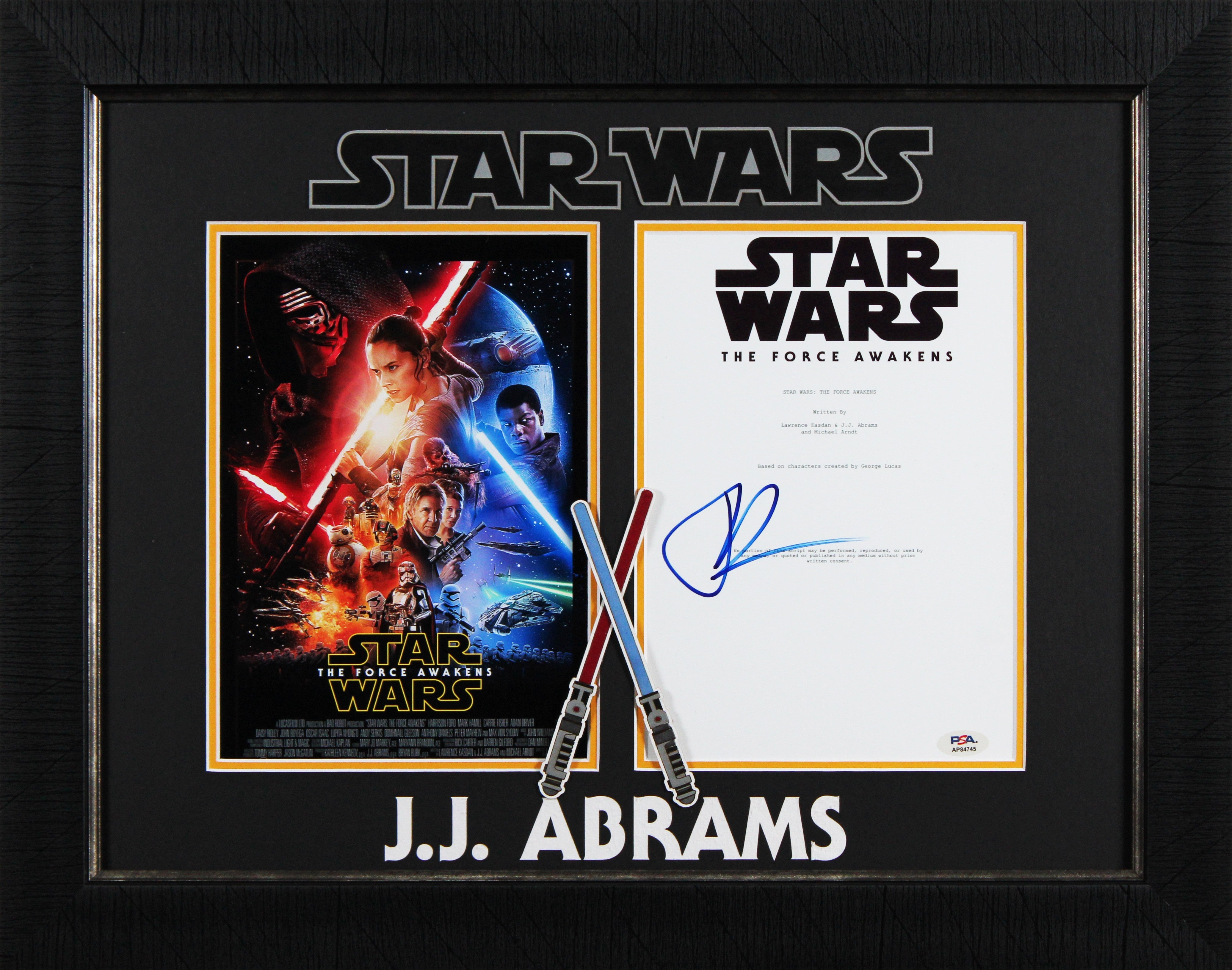 J.J. Abrams Signed & Framed Star Wars The Force Awakens Script Cover Photo BAS