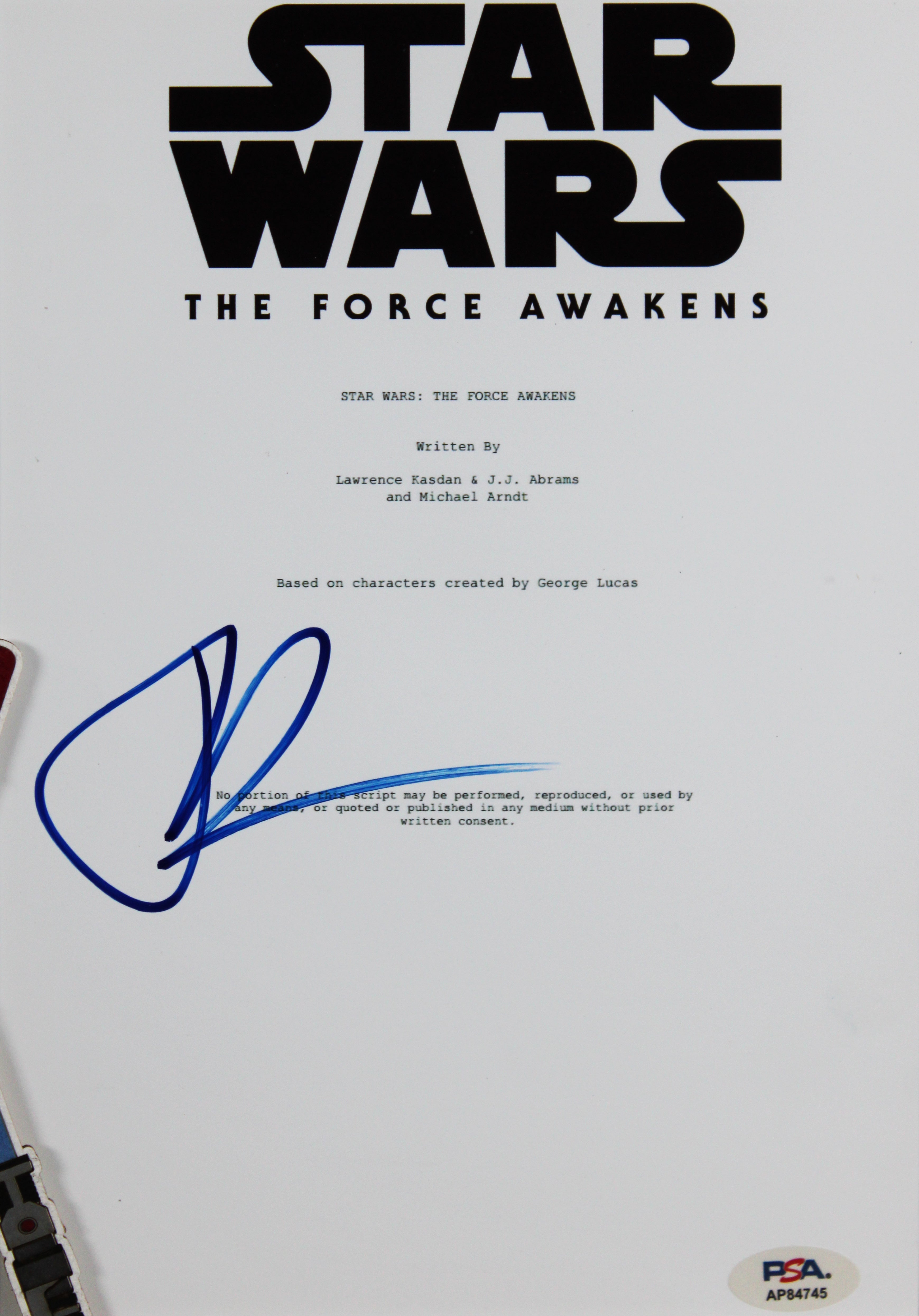 J.J. Abrams Signed & Framed Star Wars The Force Awakens Script Cover Photo BAS